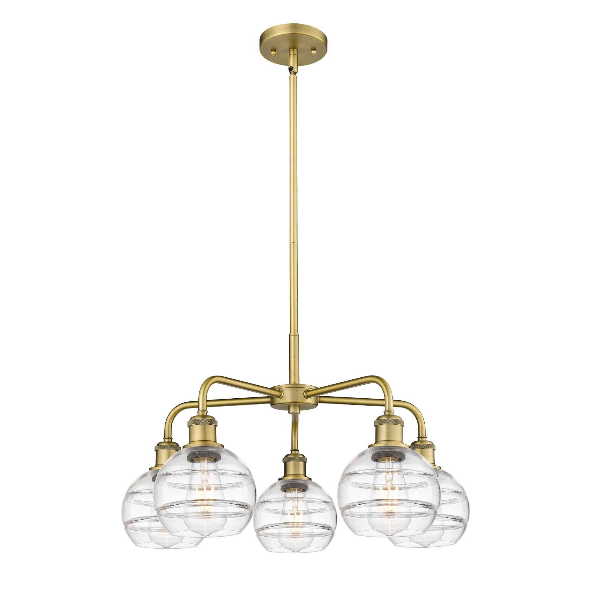 Shown in Brushed Brass finish and Clear glass