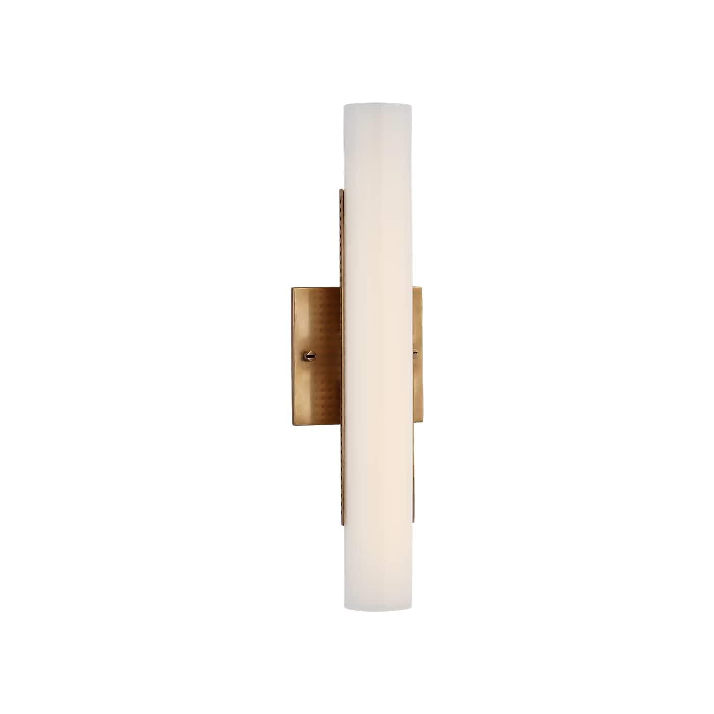 Shown in Antique-Burnished Brass finish and White glass