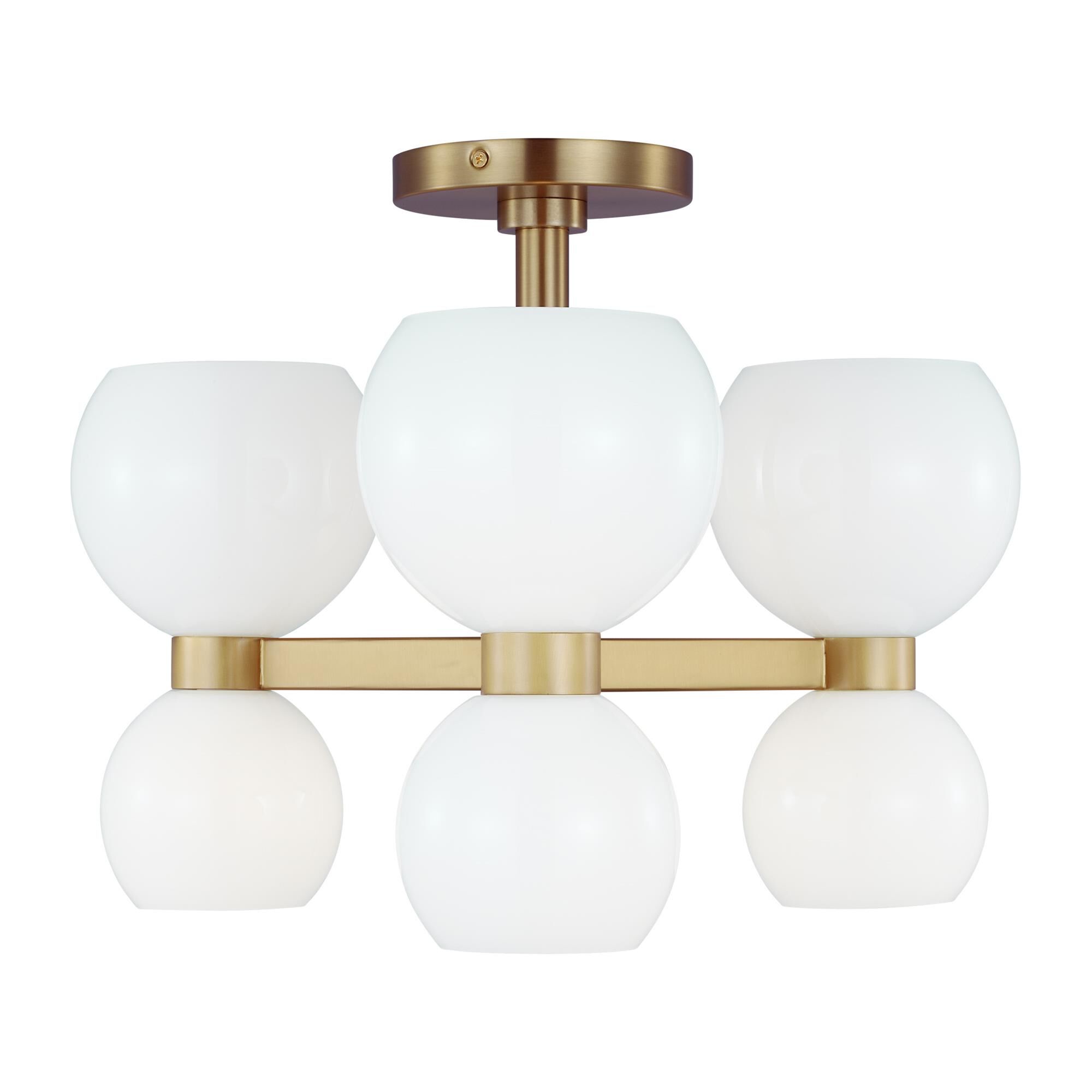 Shown in Burnished Brass finish and Milk White glass