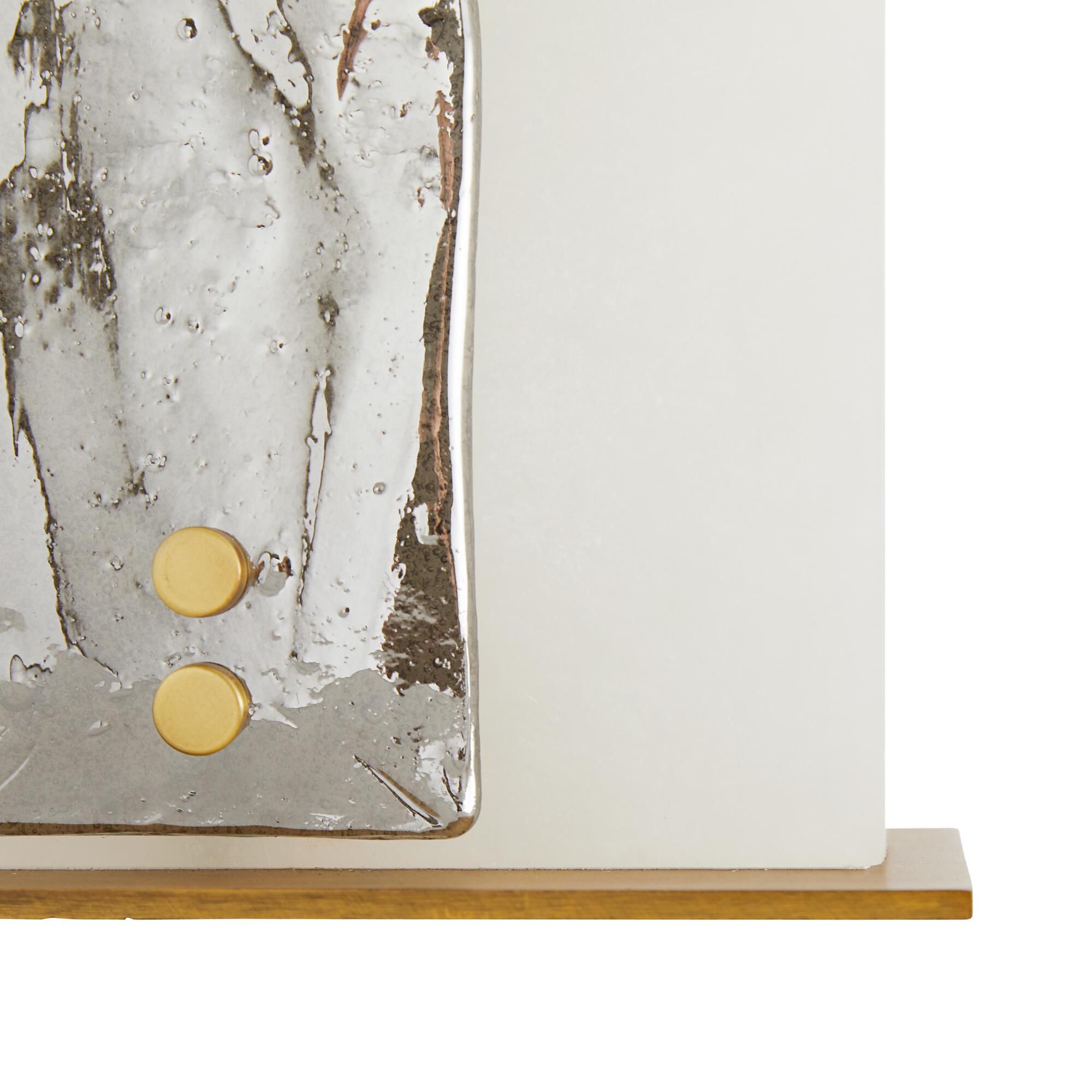 Shown in Antique Brass finish and Smoke Luster glass and White shade