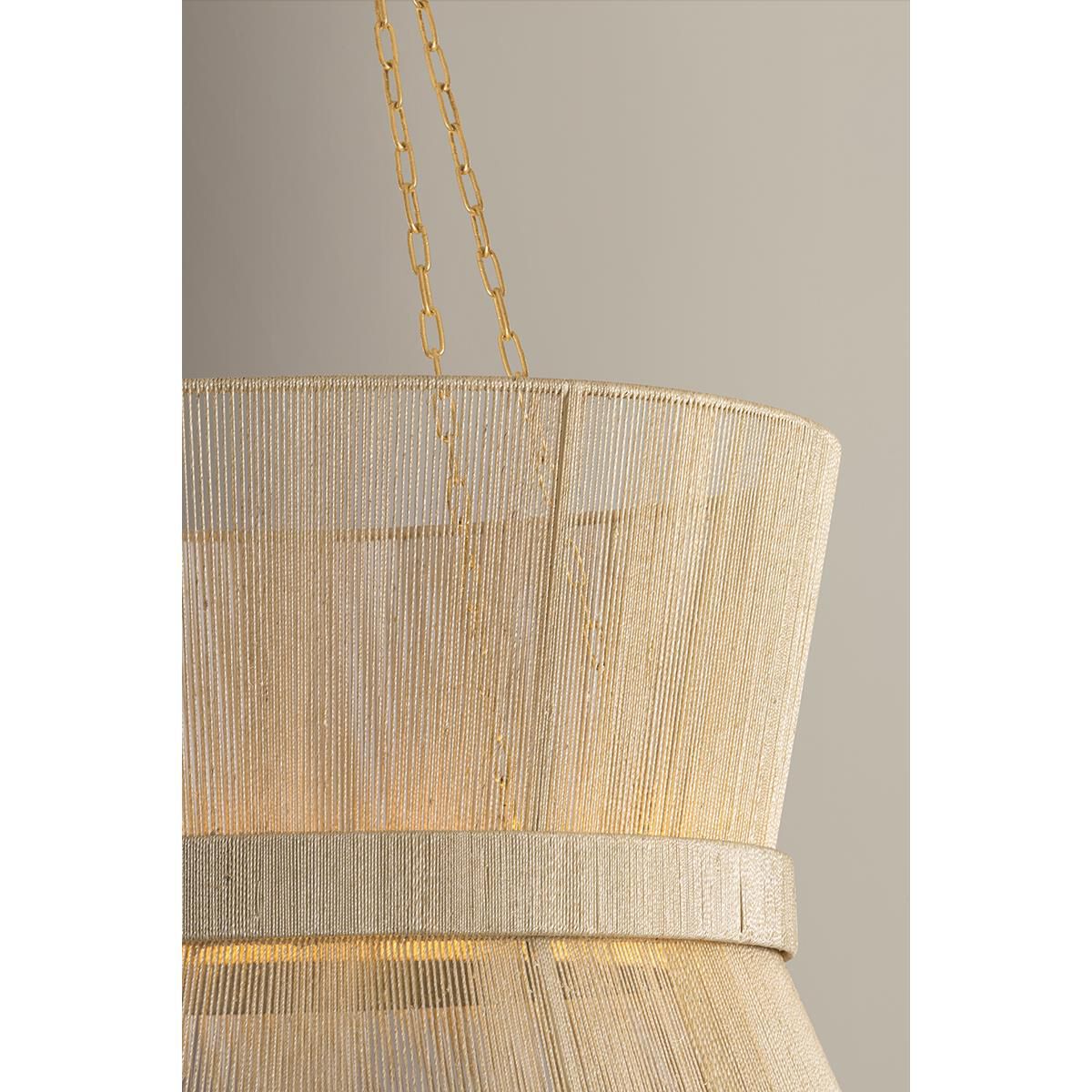 Shown in Vintage Gold Leaf finish and Natural Woven Abaca shade