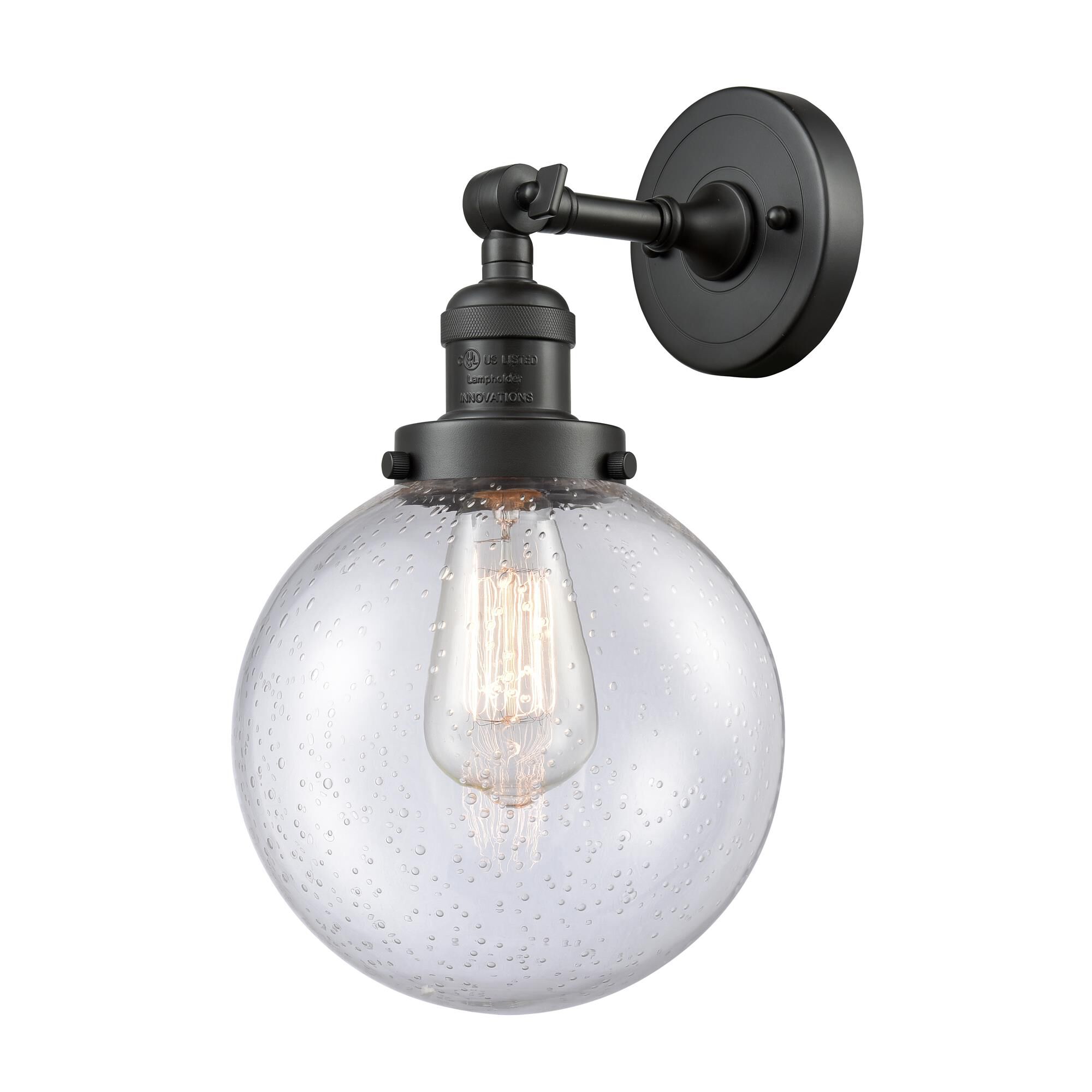 Shown in Oil Rubbed Bronze finish and Seedy glass and No Accent accent