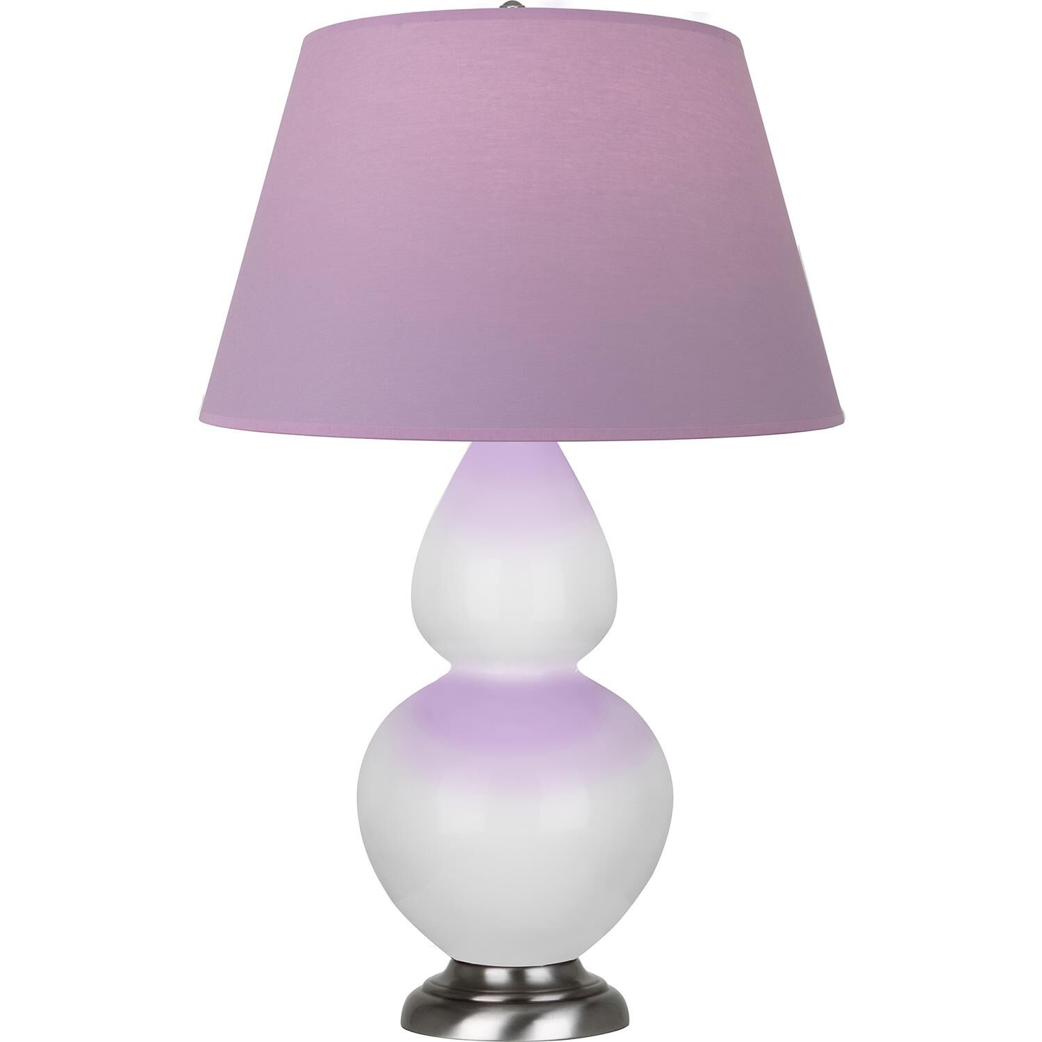 Shown in Daisy finish and Lavender and Plum shade and Antique Silver accent