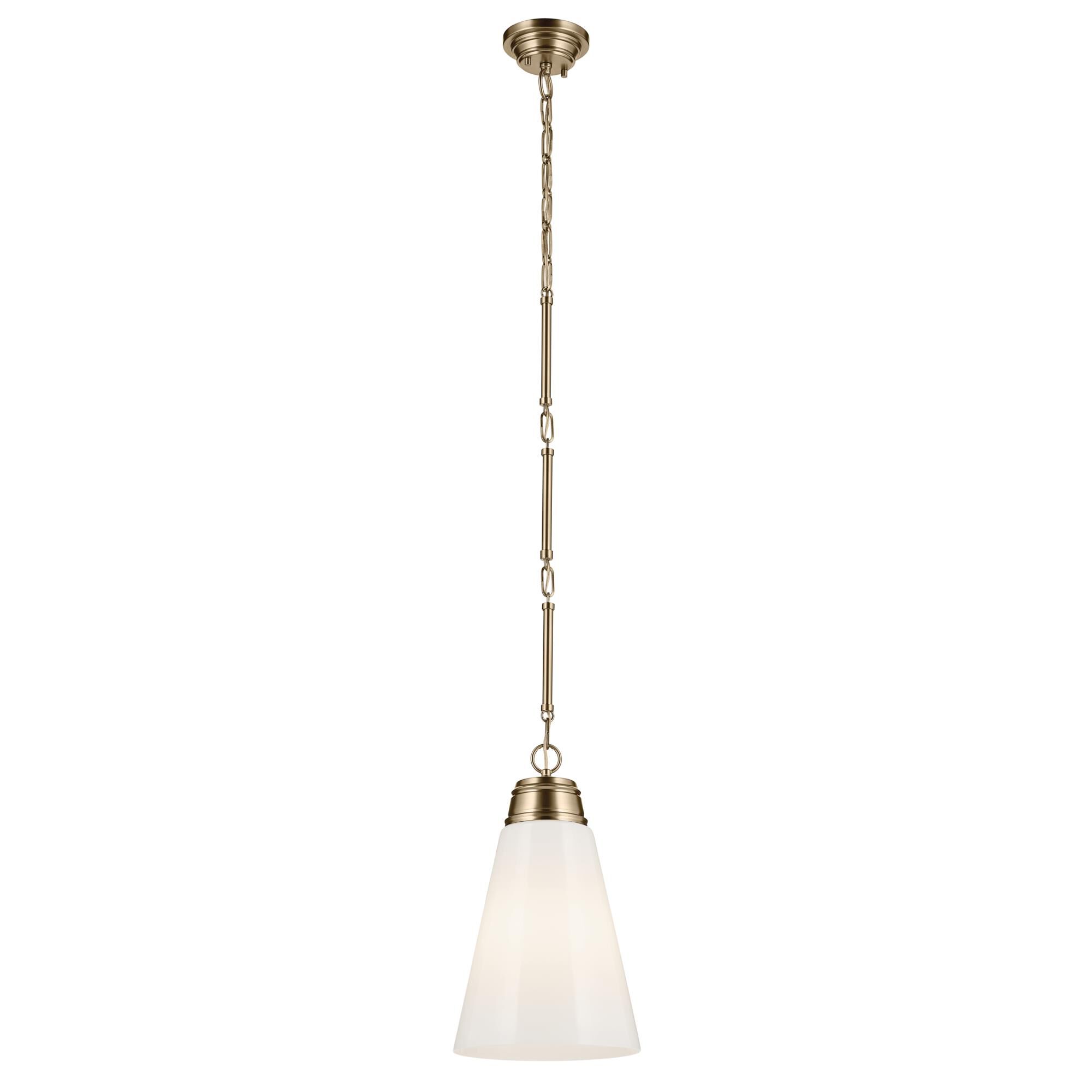 Shown in Champagne Bronze finish and Opal glass