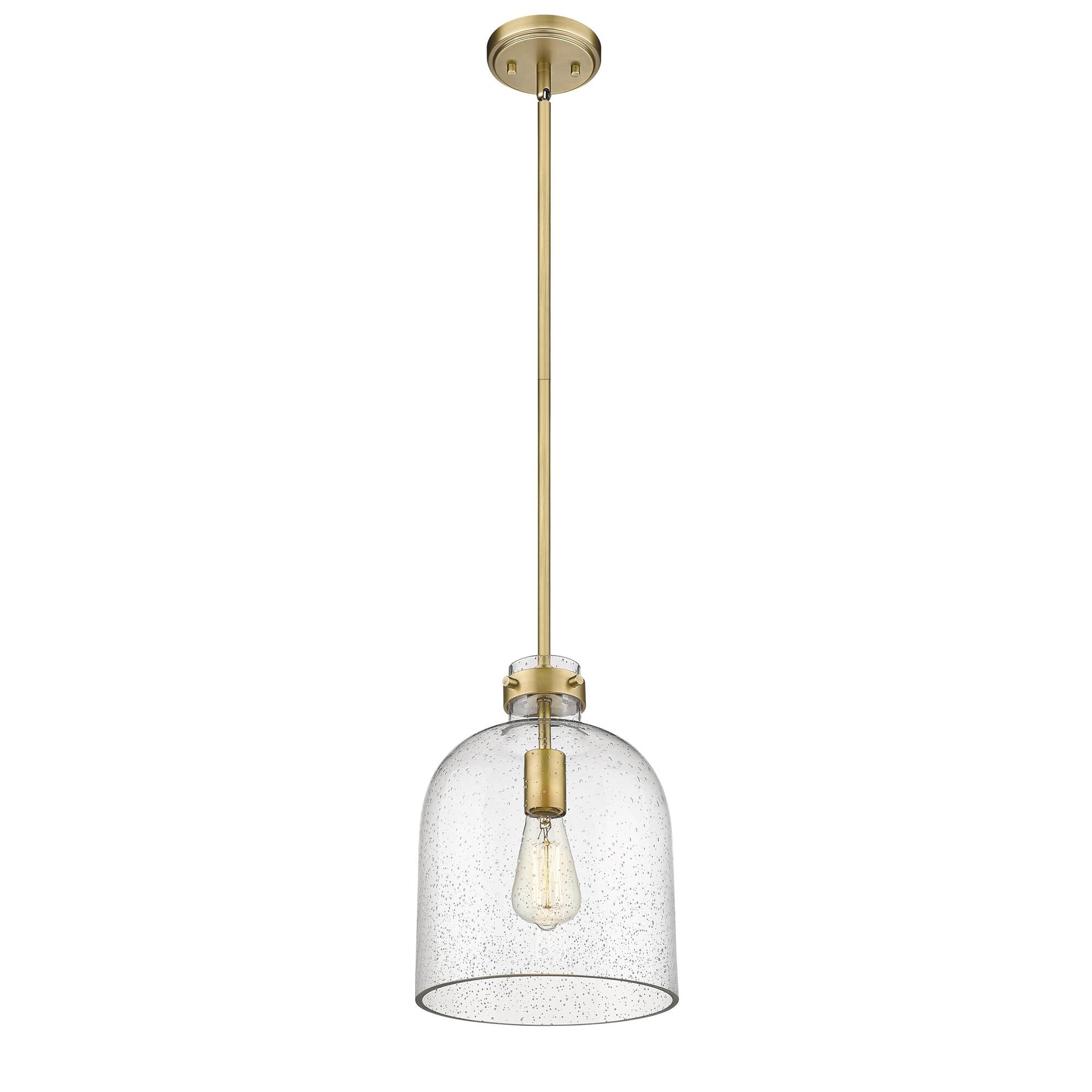 Shown in Rubbed Brass finish and Glass shade