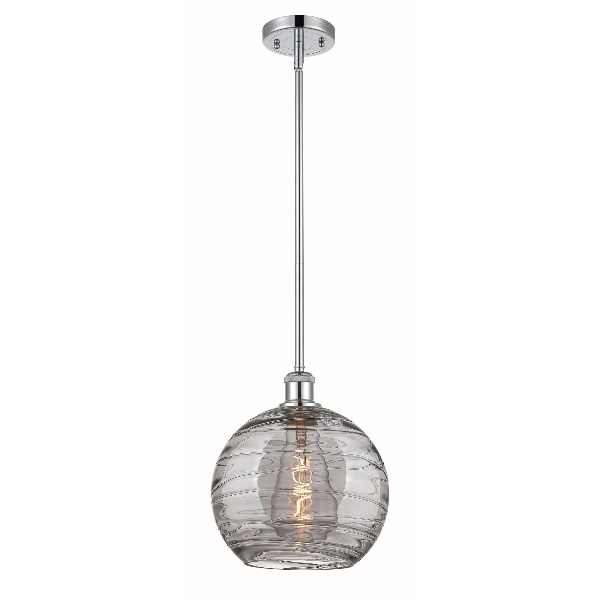 Shown in Polished Chrome finish and Light Smoke Deco Swirl glass