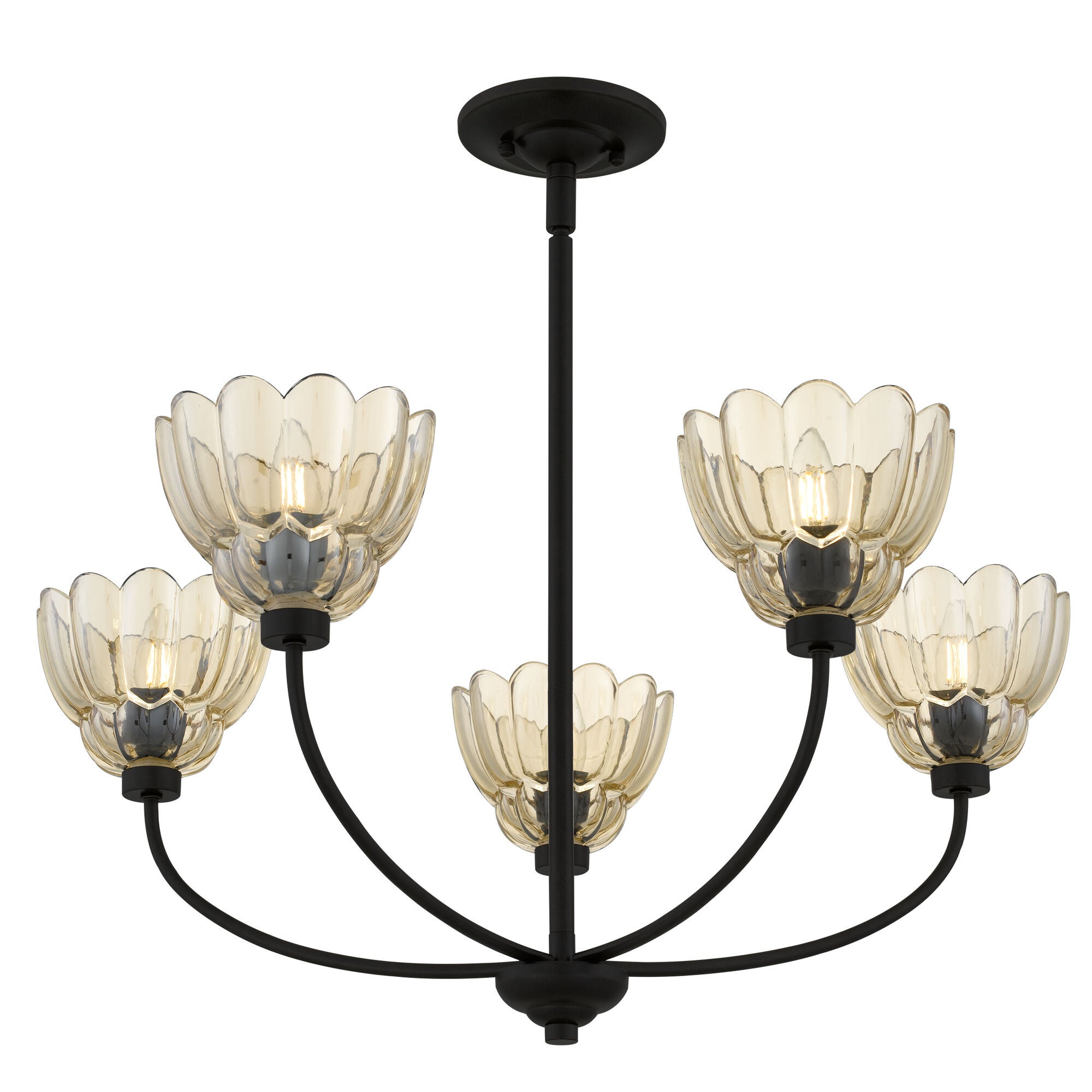 Shown in Mottled Cocoa finish and Amber Glass shade