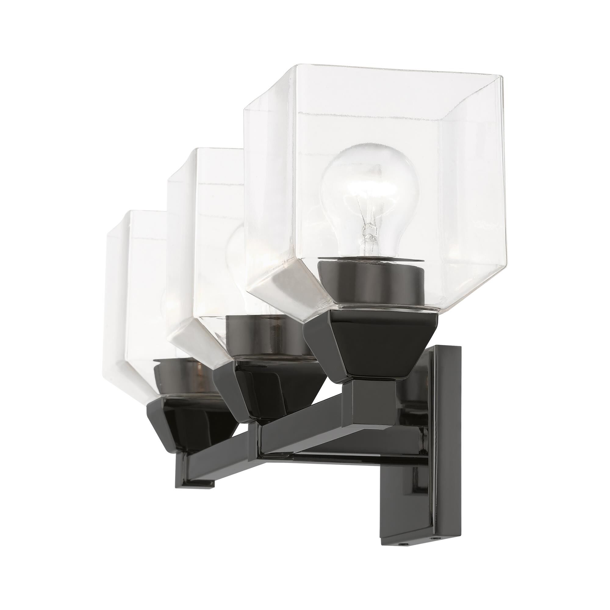 Shown in Black Chrome finish and Clear glass