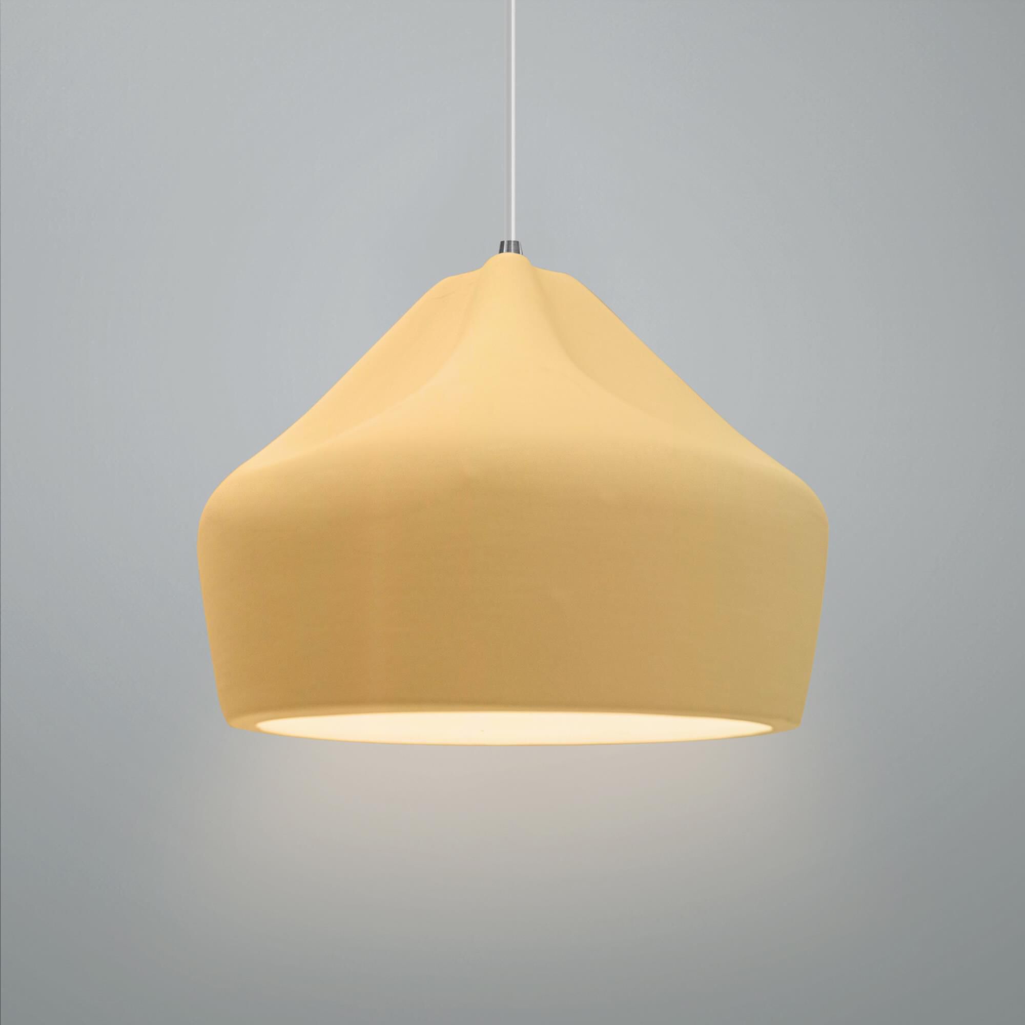 Shown in Brushed Nickel finish and Muted Yellow shade