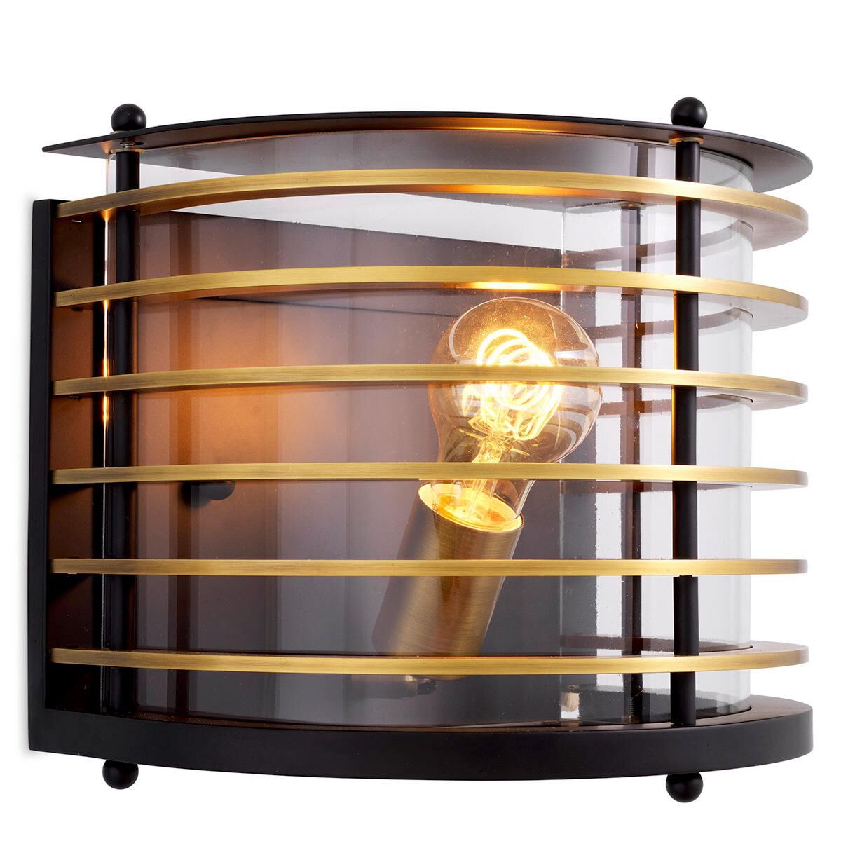 Shown in Black, Antique Brass finish and Clear glass