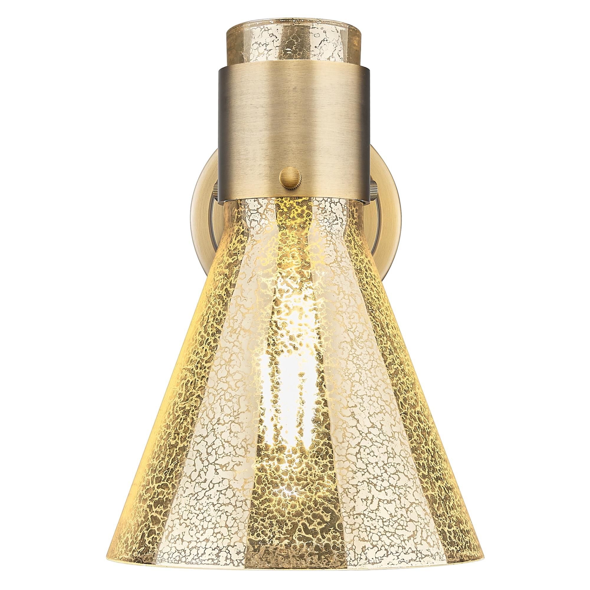 Shown in Brushed Brass finish and Mercury glass