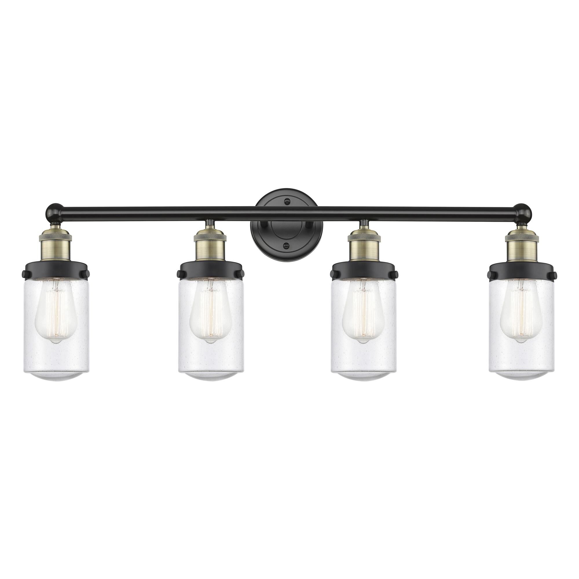 Shown in Black Antique Brass finish and Seedy glass