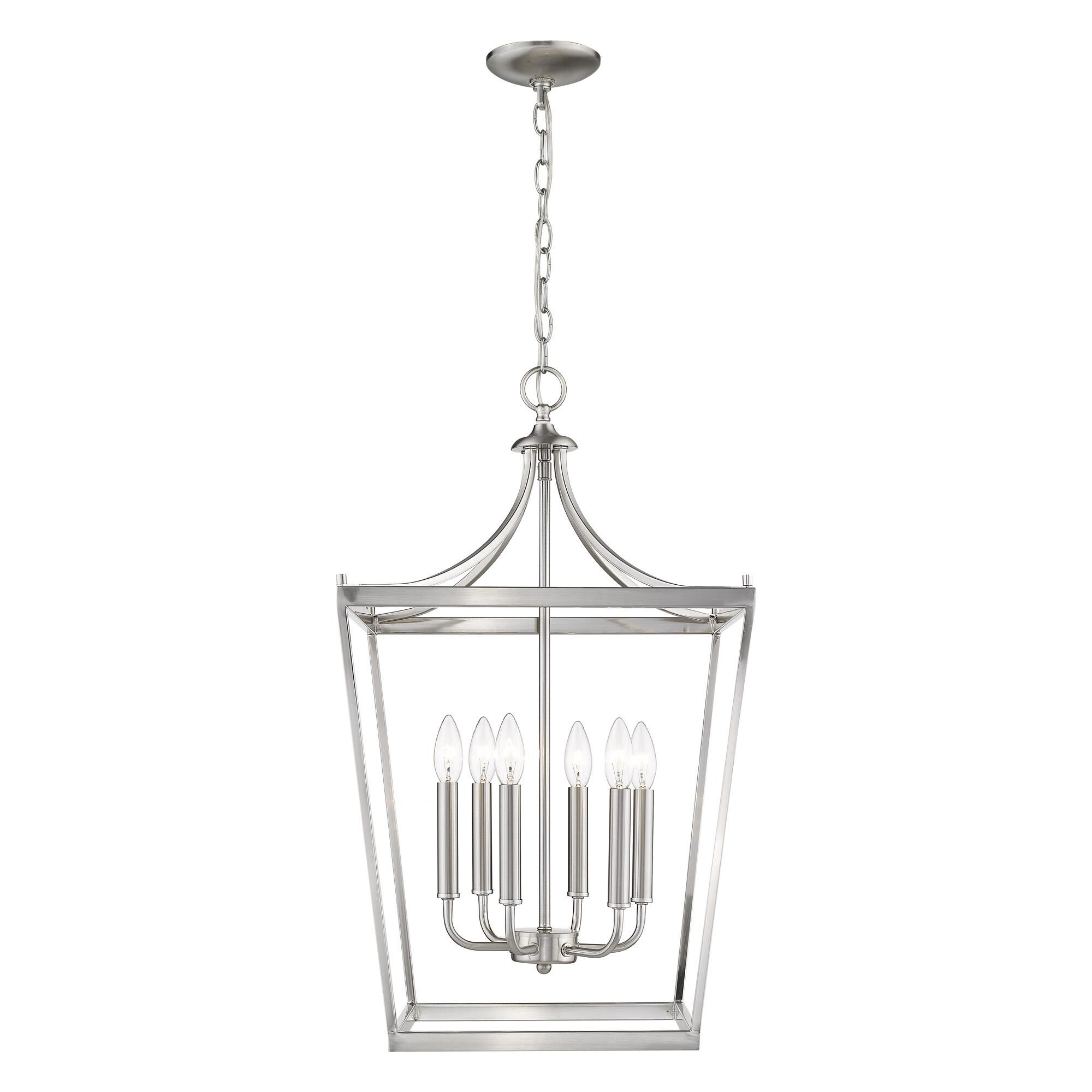Shown in Satin Nickel finish and -- glass and -- shade