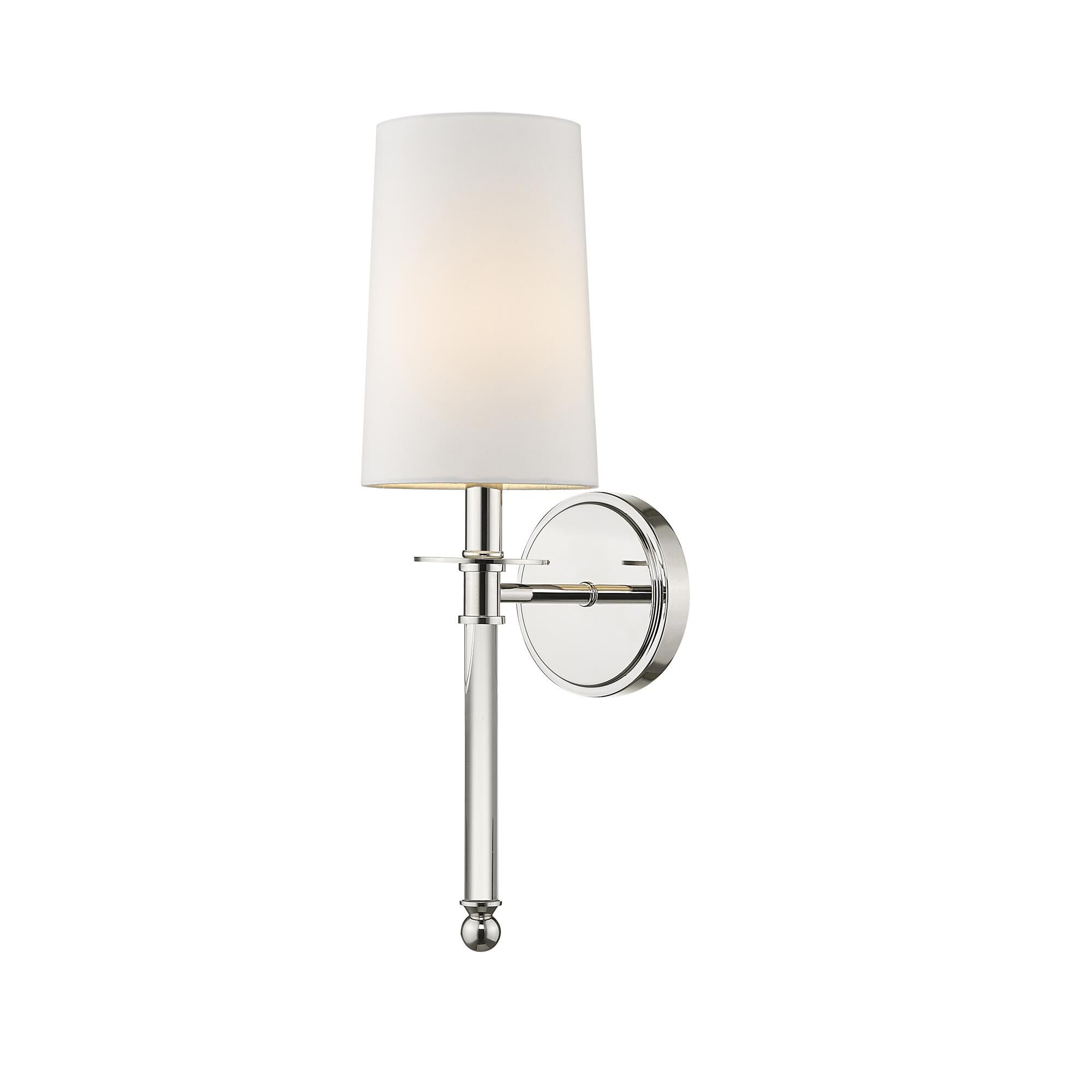 Shown in Polished Nickel finish and Fabric glass and Fabric shade
