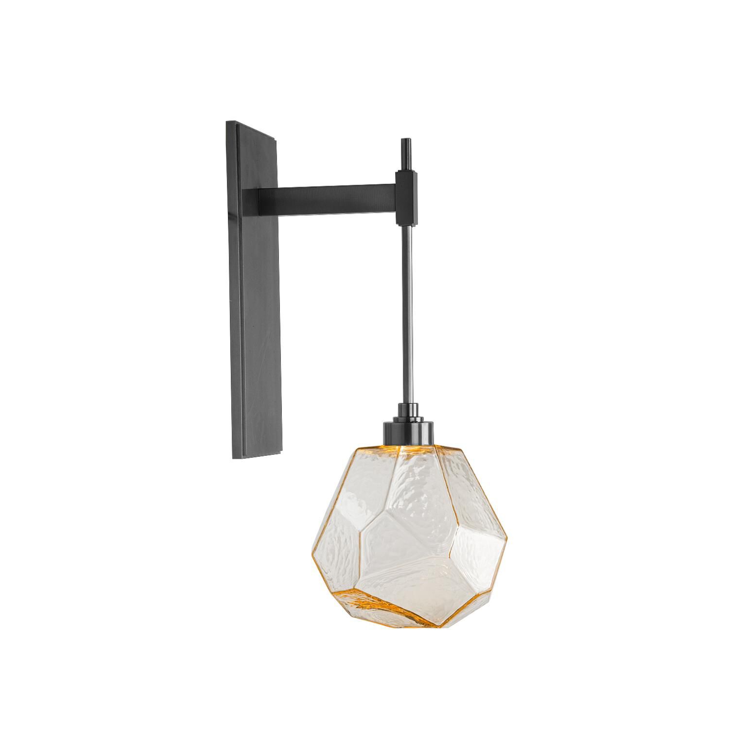 Shown in Gunmetal finish and Blown Gem Amber glass