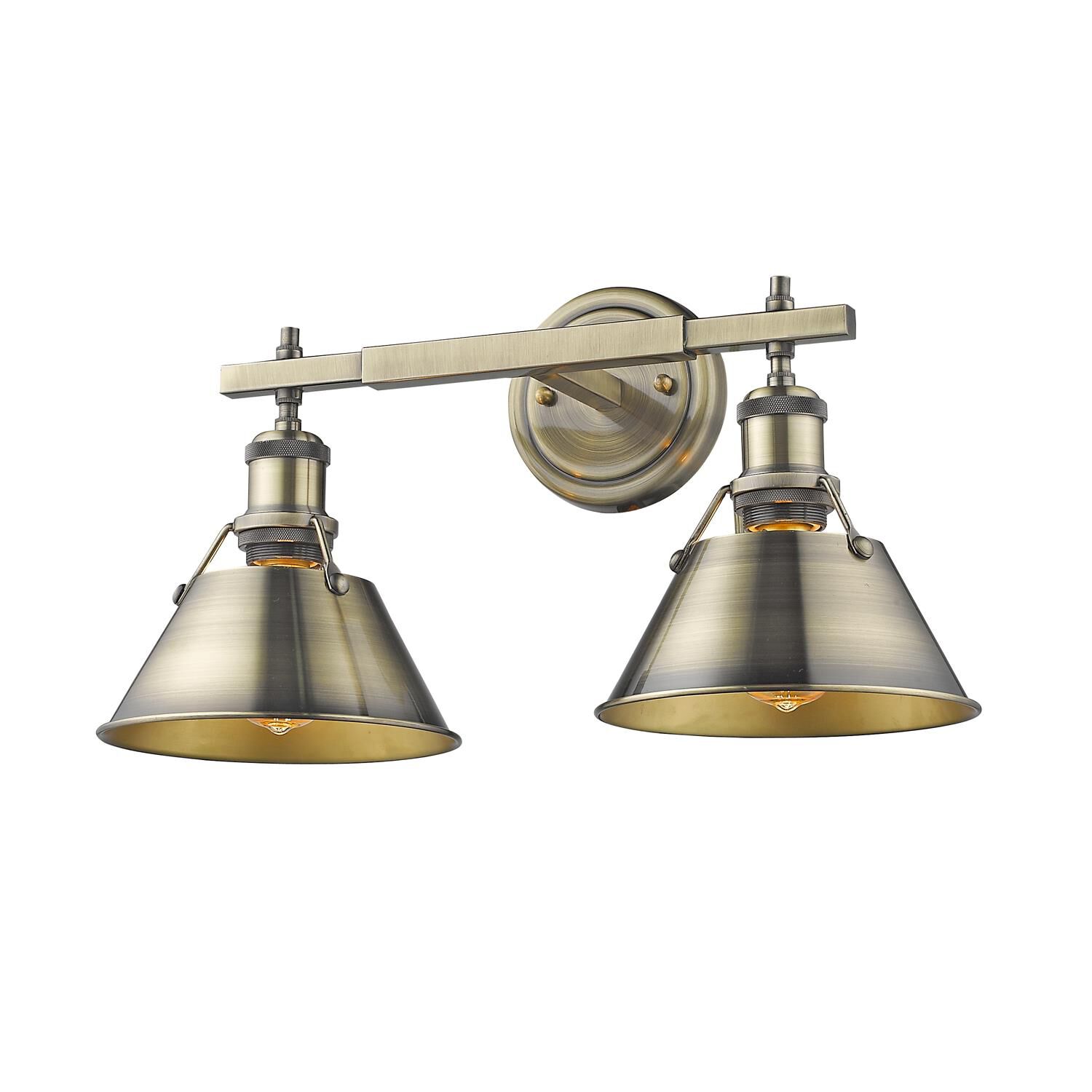 Shown in Aged Brass finish and Aged Brass shade