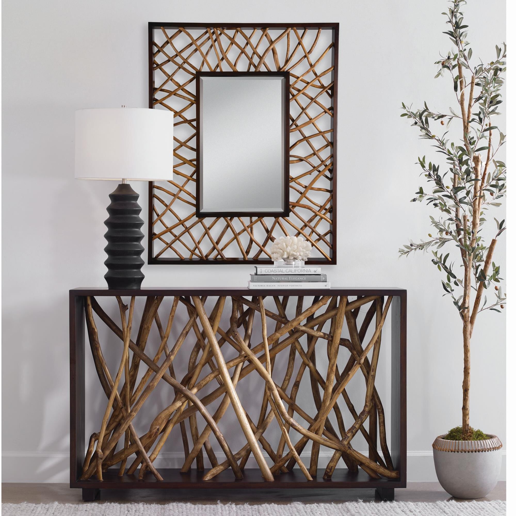 Osvaldo Mendoza Teak Maze 56 Inch Decorative Mirror by Uttermost