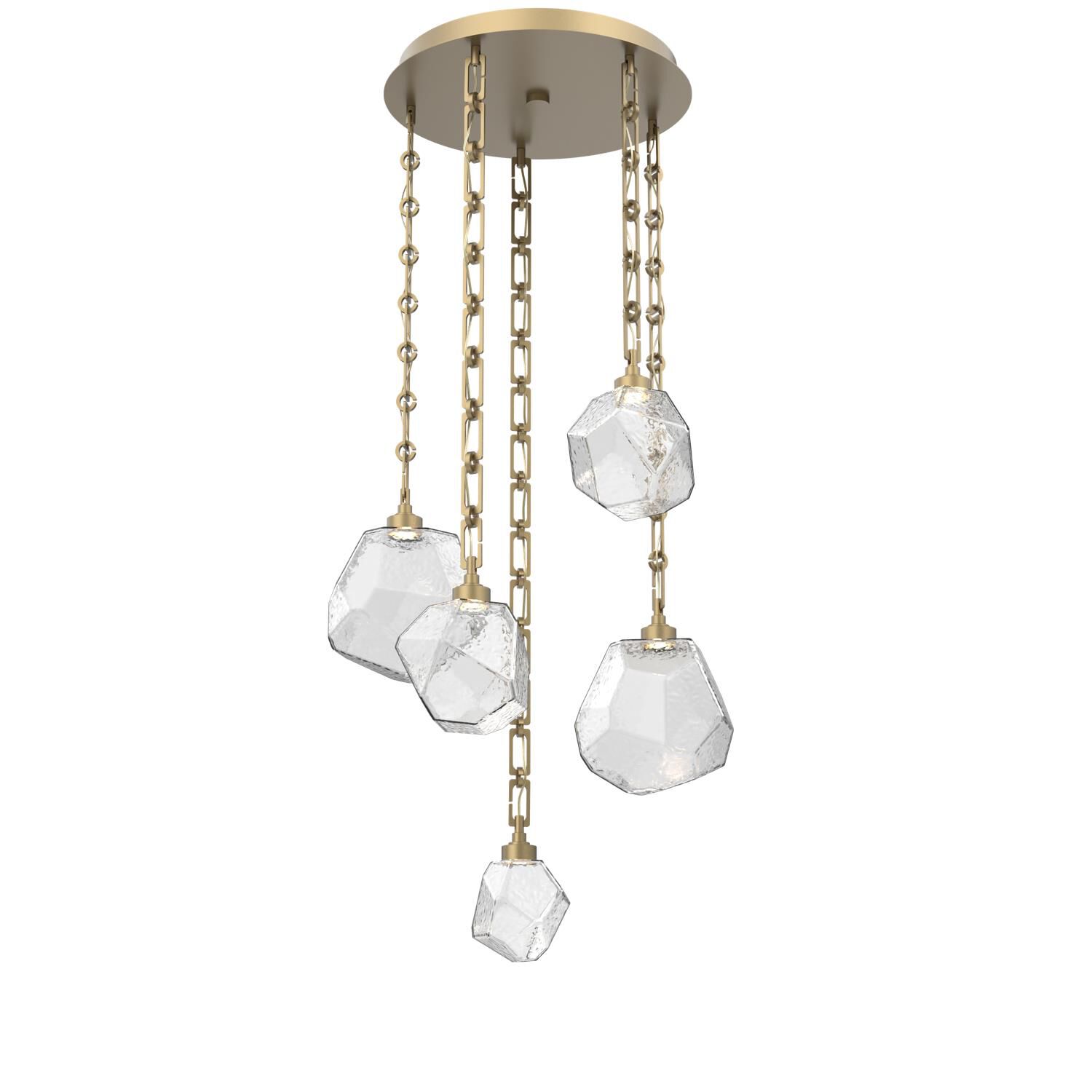 Shown in Gilded Brass finish and Clear glass