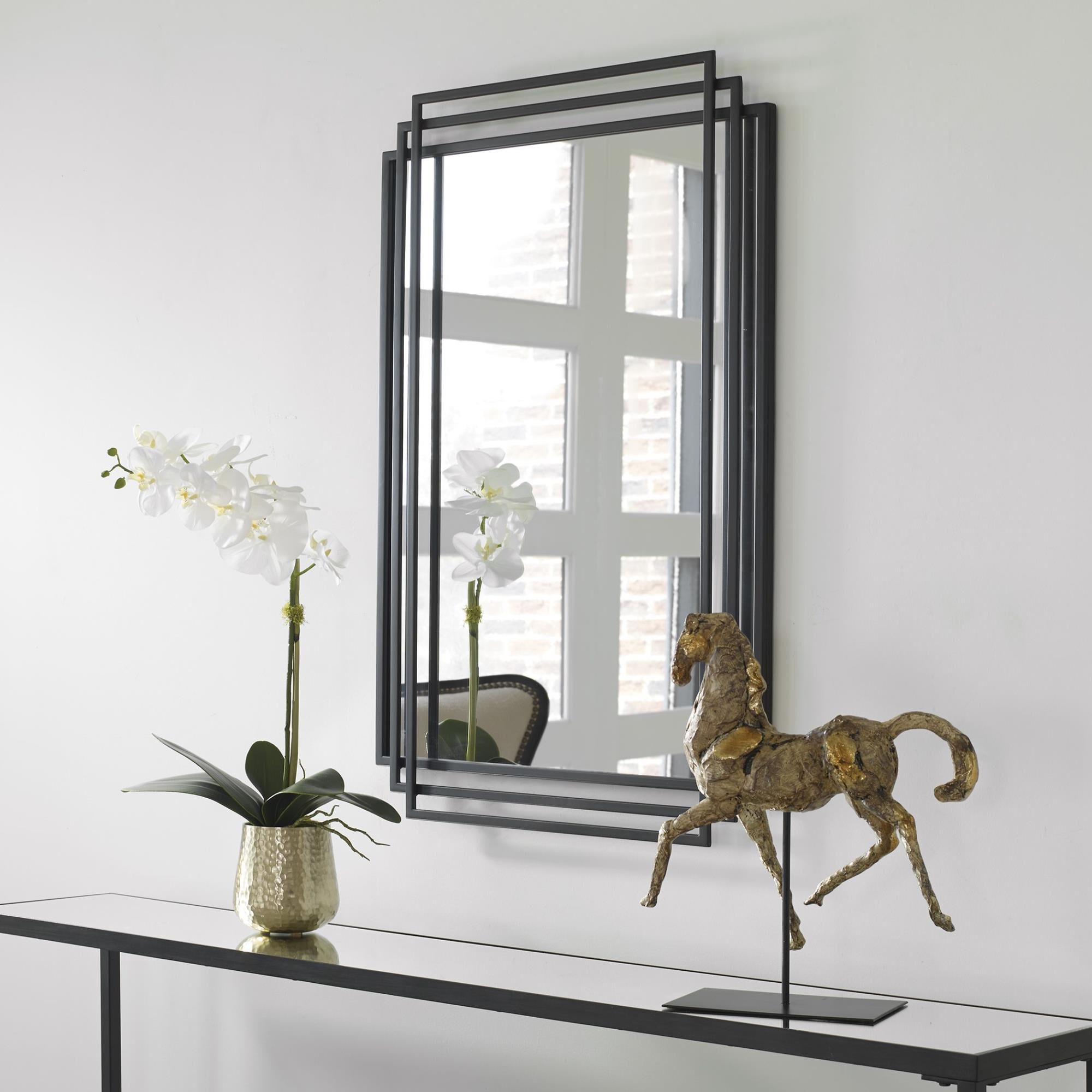 Shown in Showcasing Elegant Lines And A Timeless Style, This Mirror Features An Overlapping Solid Iron Frame  finish