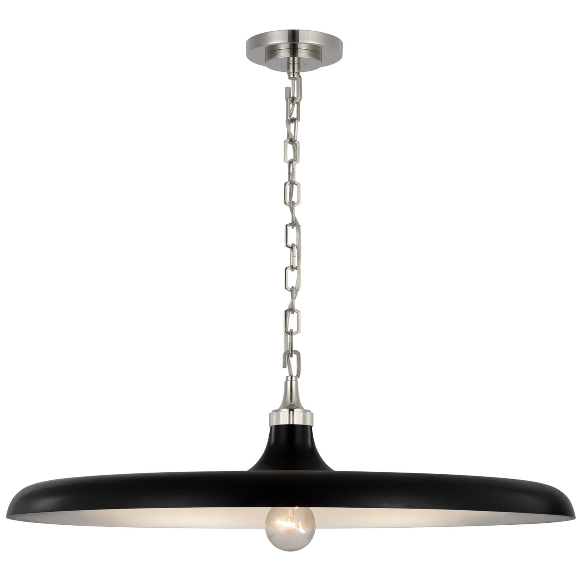 Shown in Polished Nickel finish and Aged Iron shade