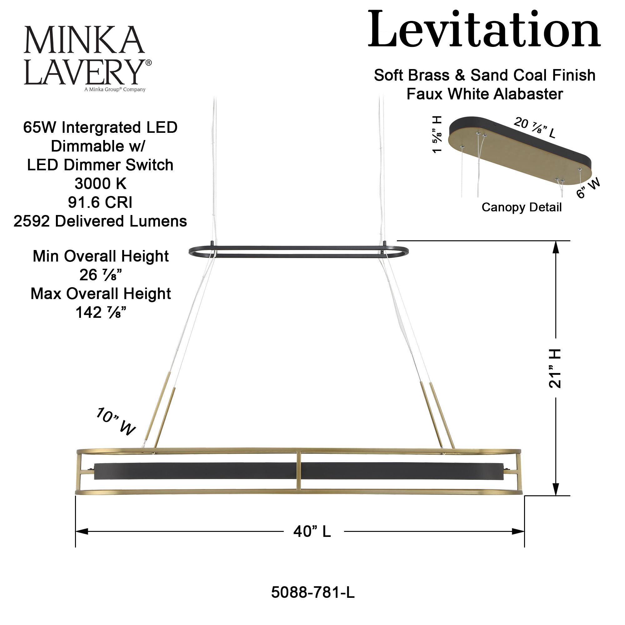 Minka Lavery Levitation 40 Inch LED Linear Suspension Light