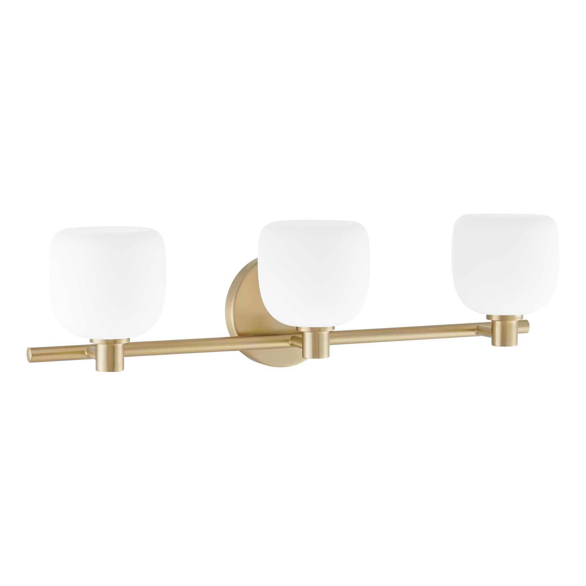 Shown in Champagne Gold finish and Etched Opal glass