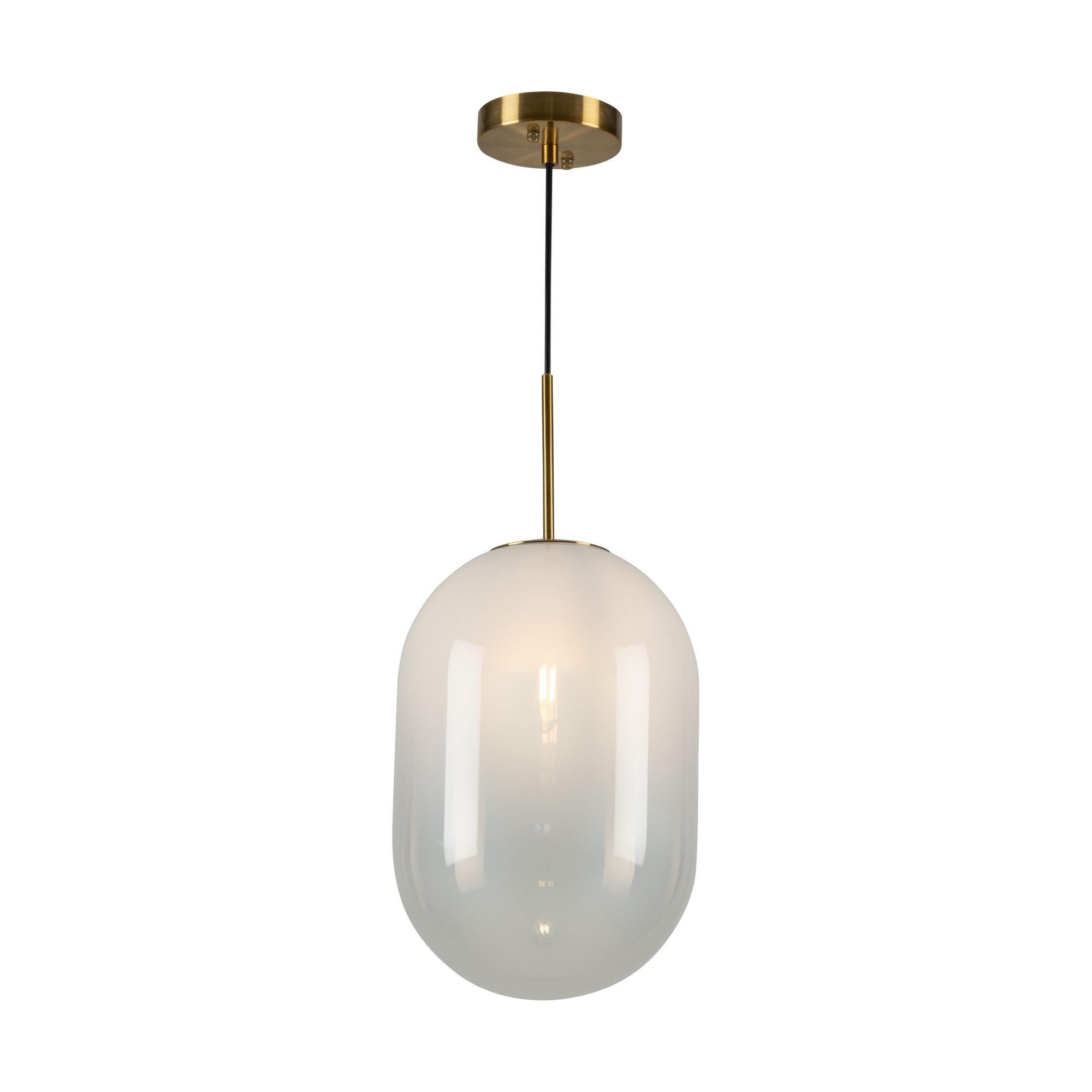 Shown in White, Brass finish and Glass shade