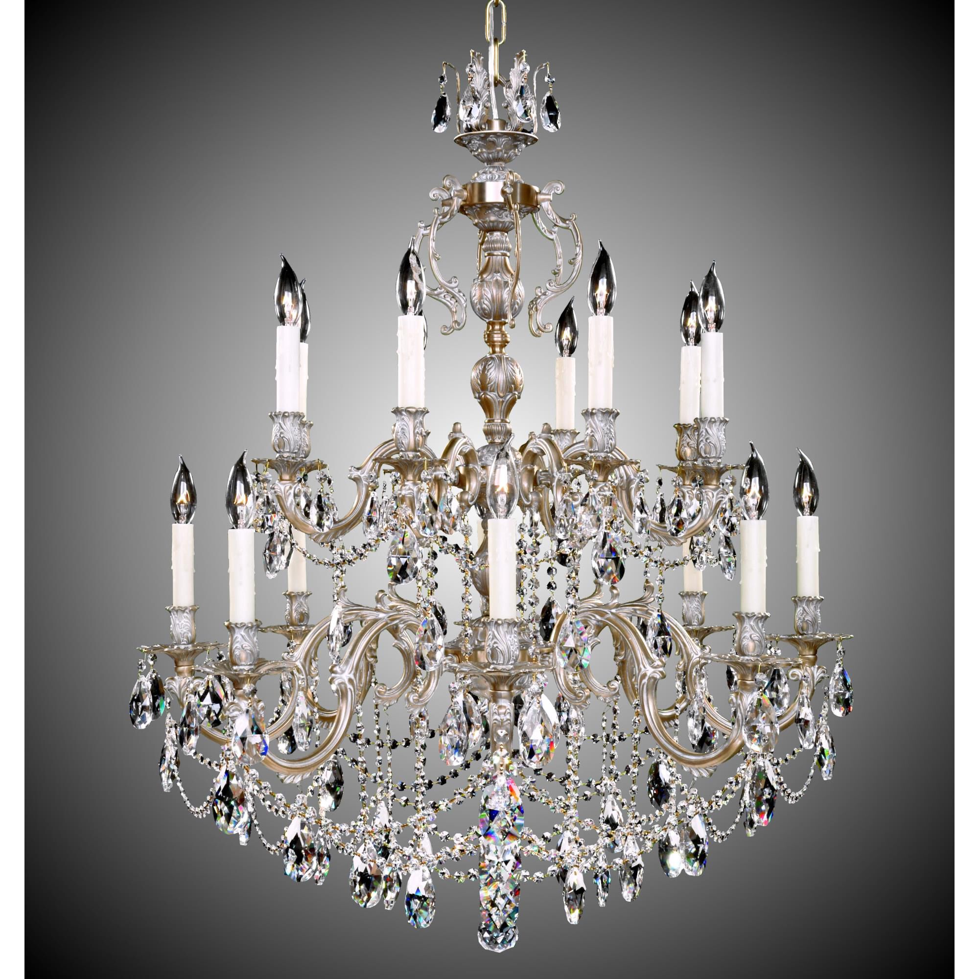 Rosetta 16 Light Chandelier by American Brass and Crystal