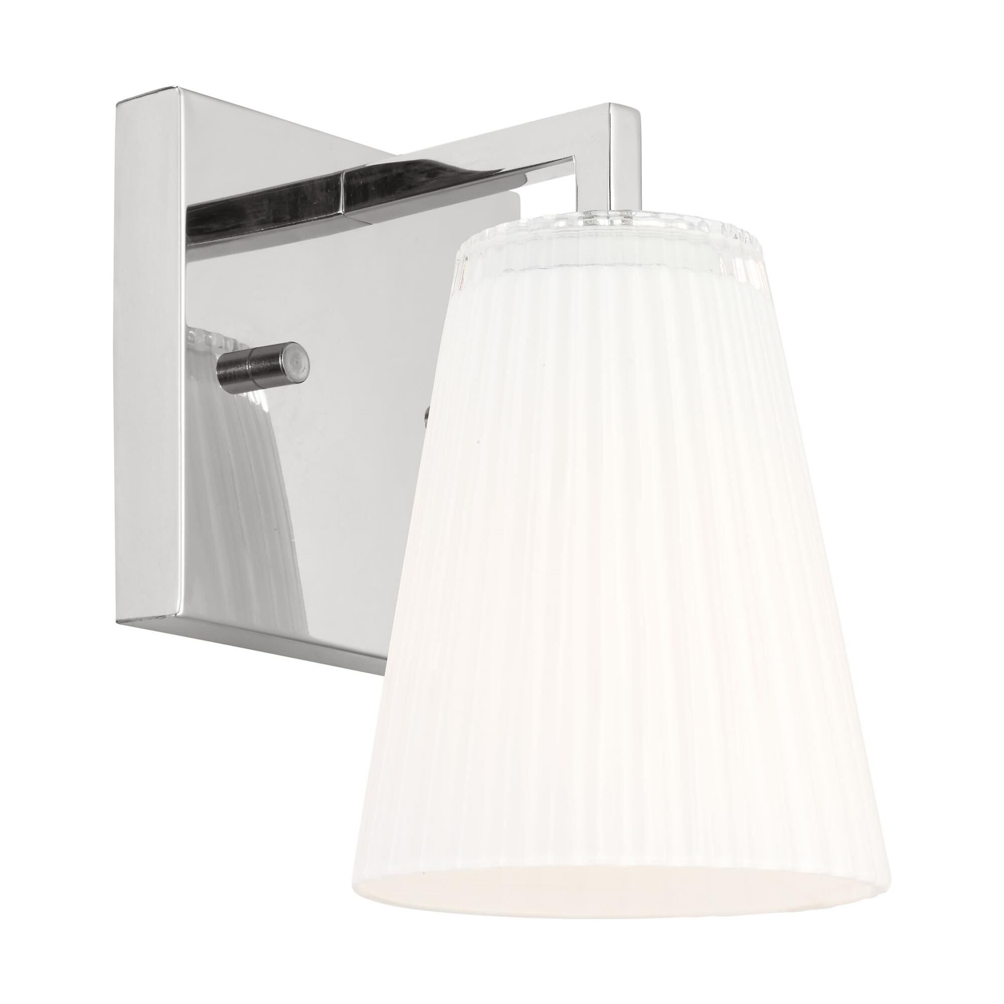 Shown in Chrome finish and Clear Fluted White Paint Inside glass