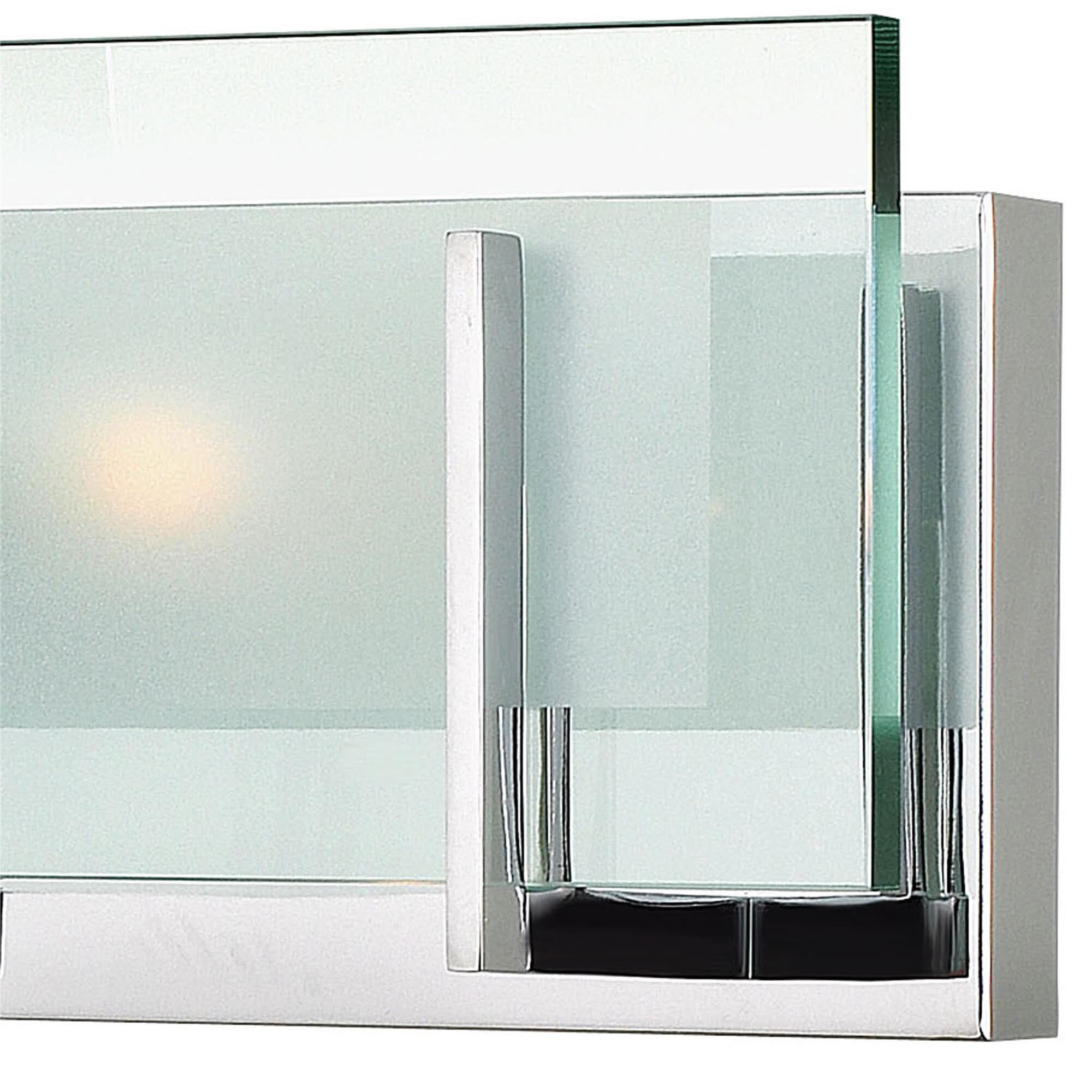 Shown in Chrome finish and Clear Beveled Inside-Etched glass