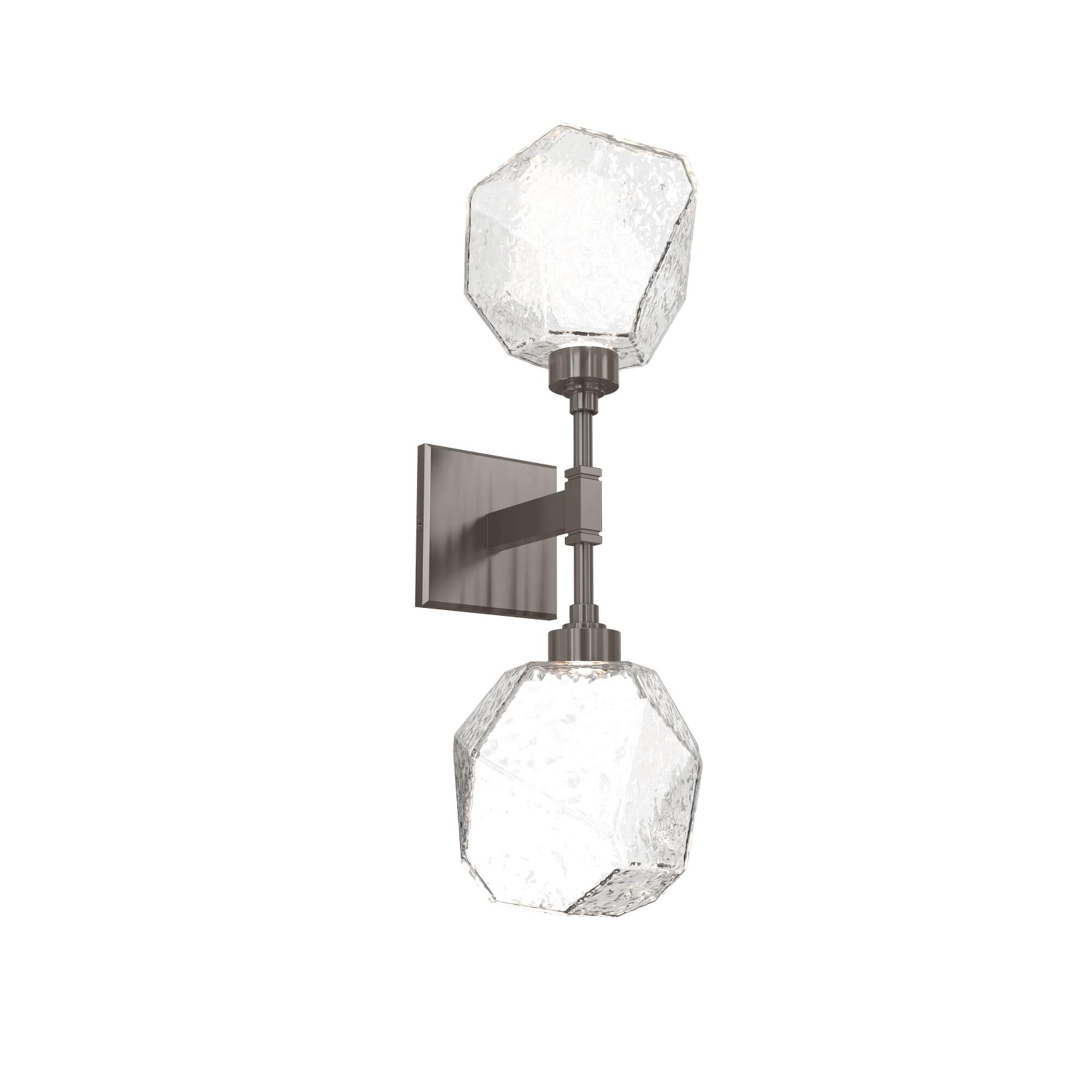 Shown in Gunmetal finish and Clear Blown glass