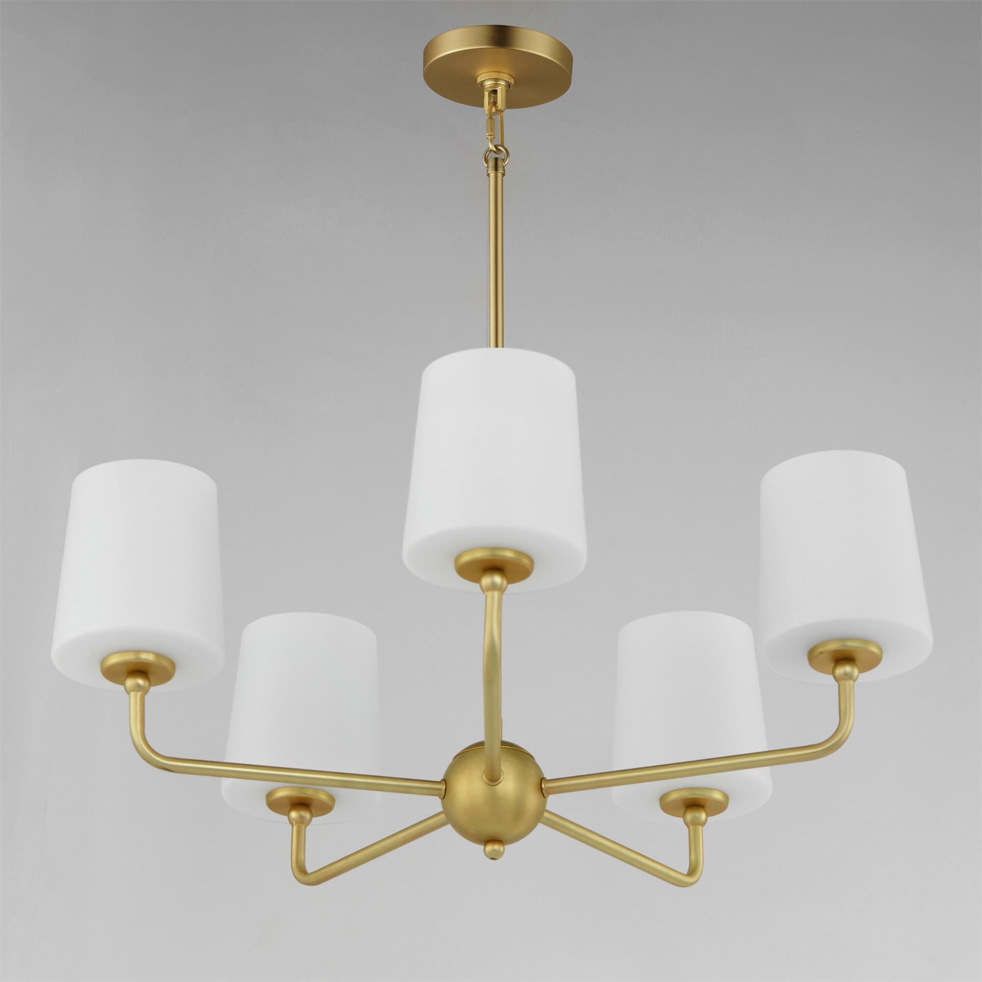 Shown in Satin Brass finish and Satin White glass