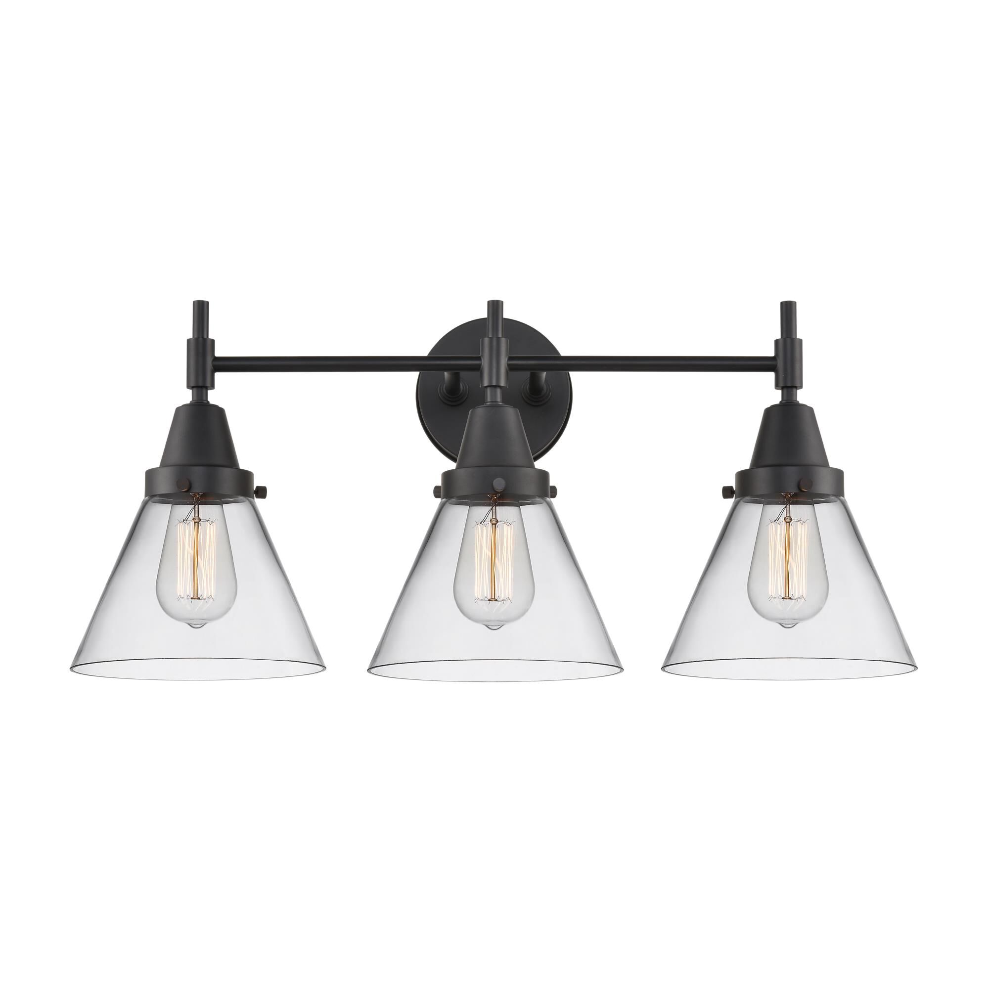 Shown in Matte Black finish and Clear Large Cone glass