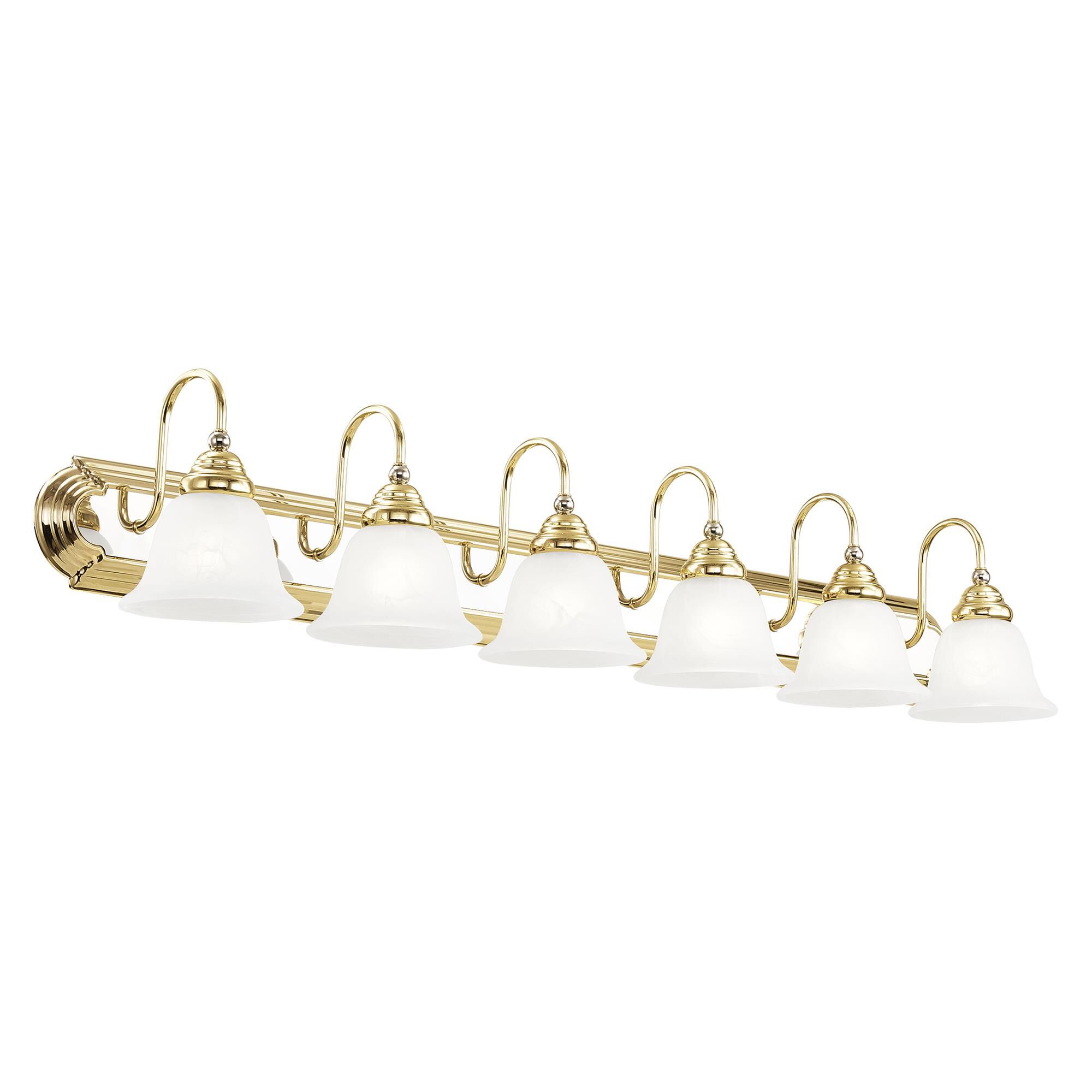 Shown in Polished Brass-Chrome finish and White Alabaster glass