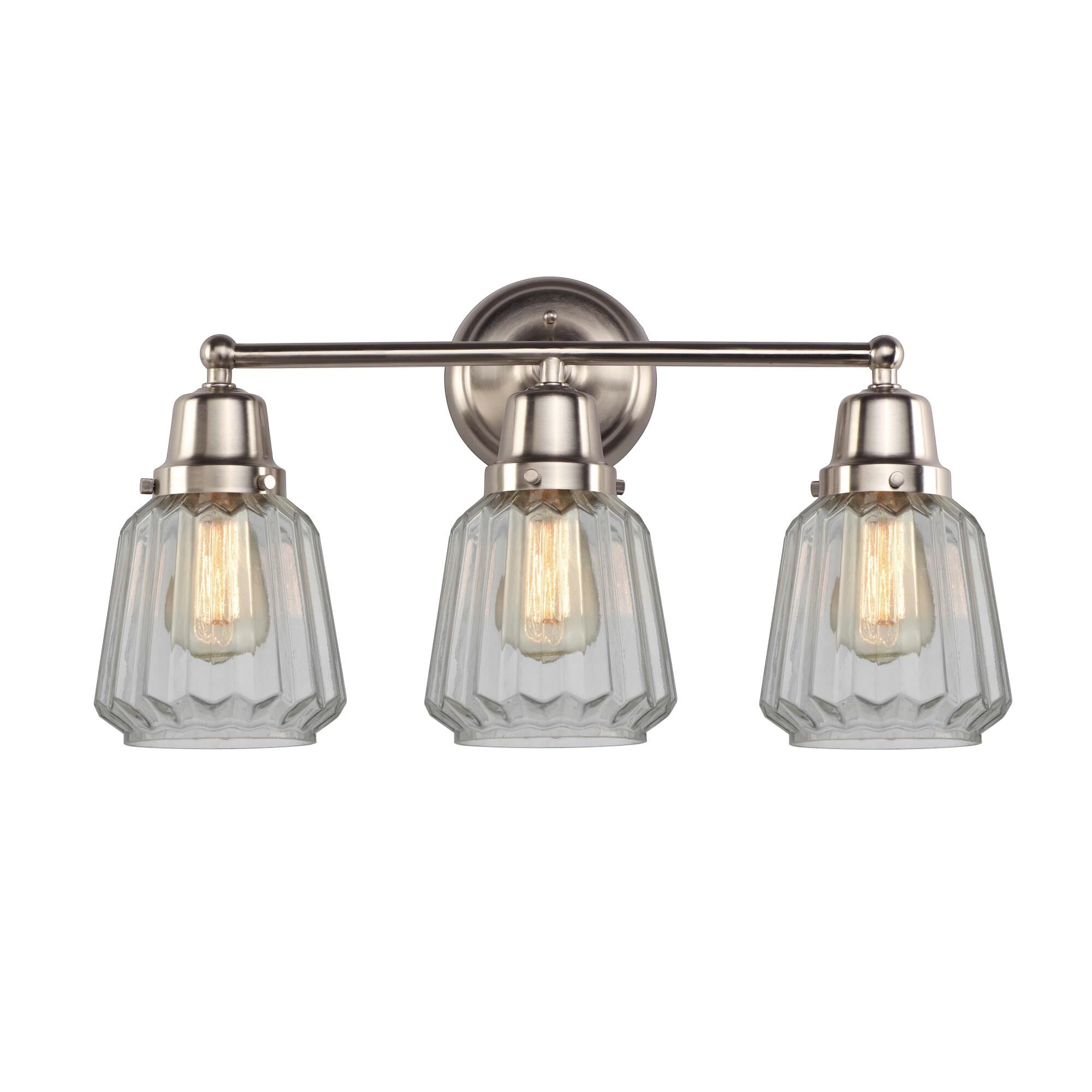 Shown in Brushed Satin Nickel finish and Novelty glass