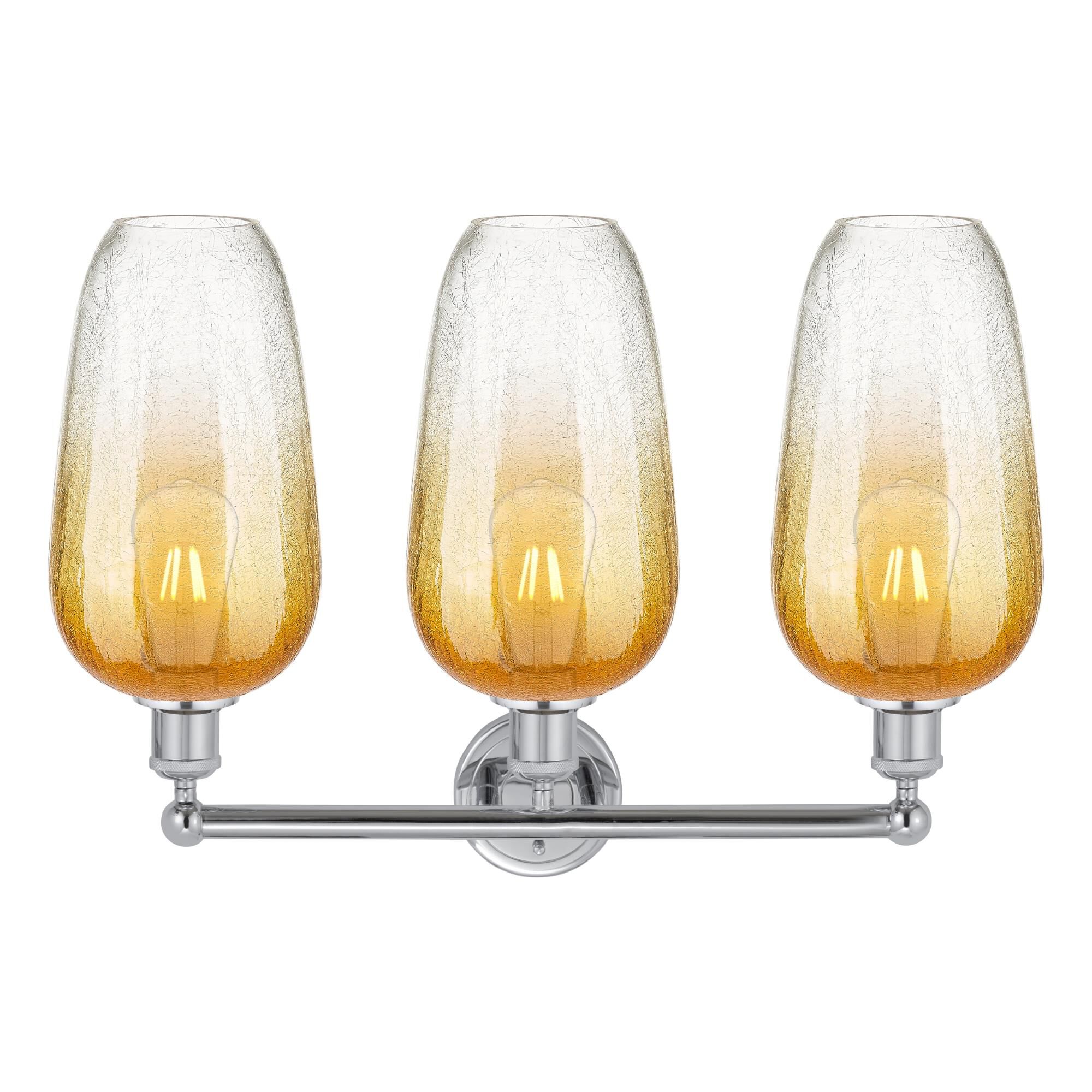 Shown in Polished Chrome finish and Amber glass