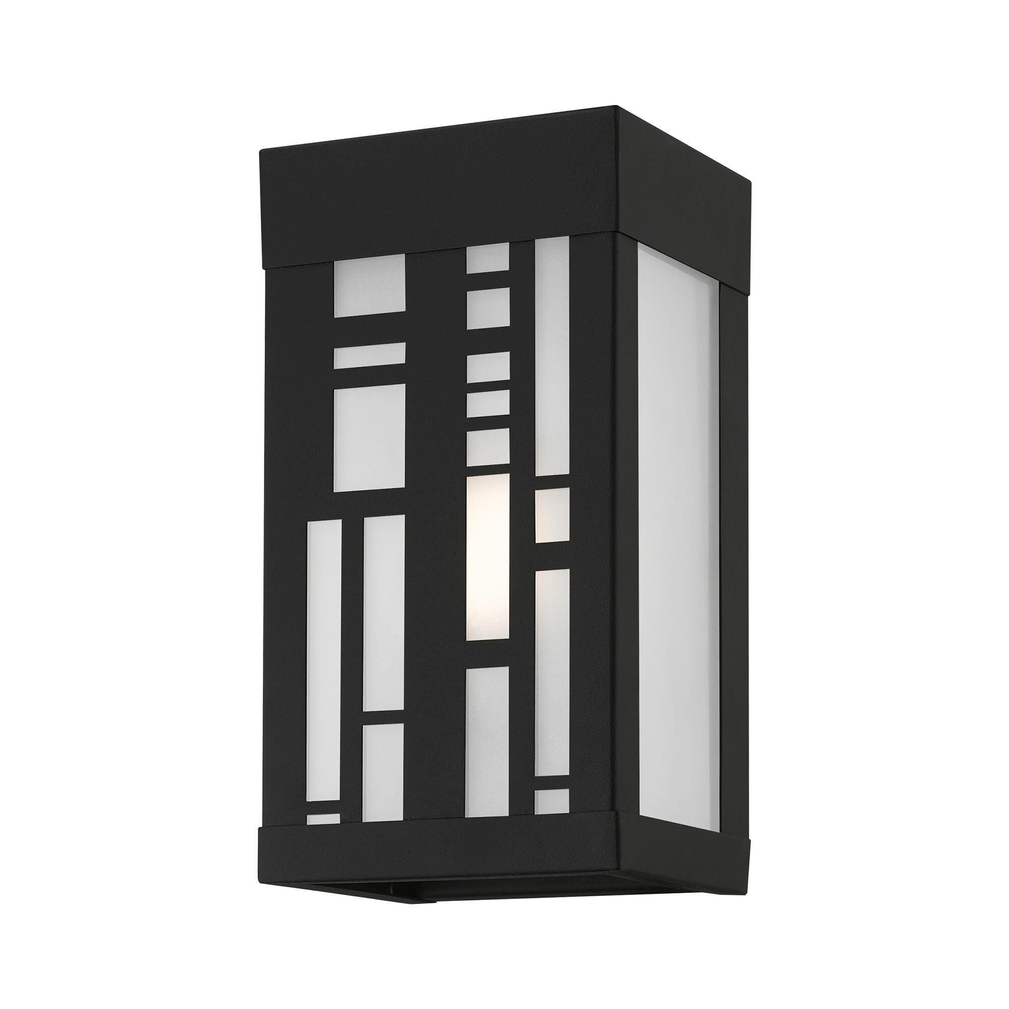 Shown in Textured Black finish and Clear Outside and Sandblasted Inside glass