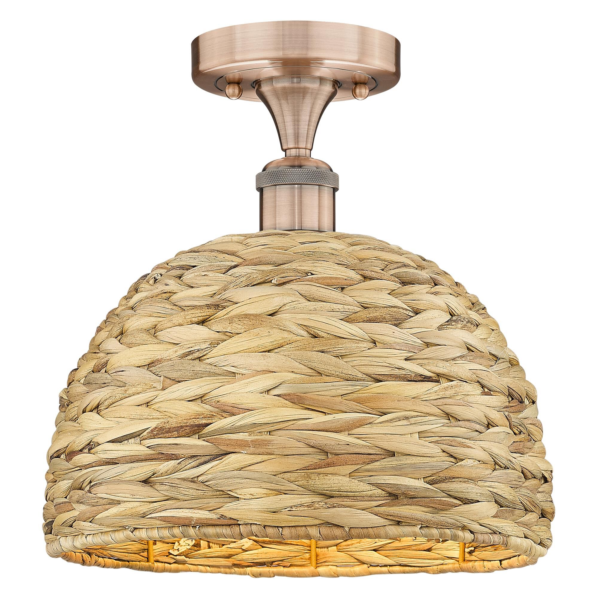 Bruno Marashlian Woven Rattan 12 Inch Semi Flush Mount by Innovations Lighting