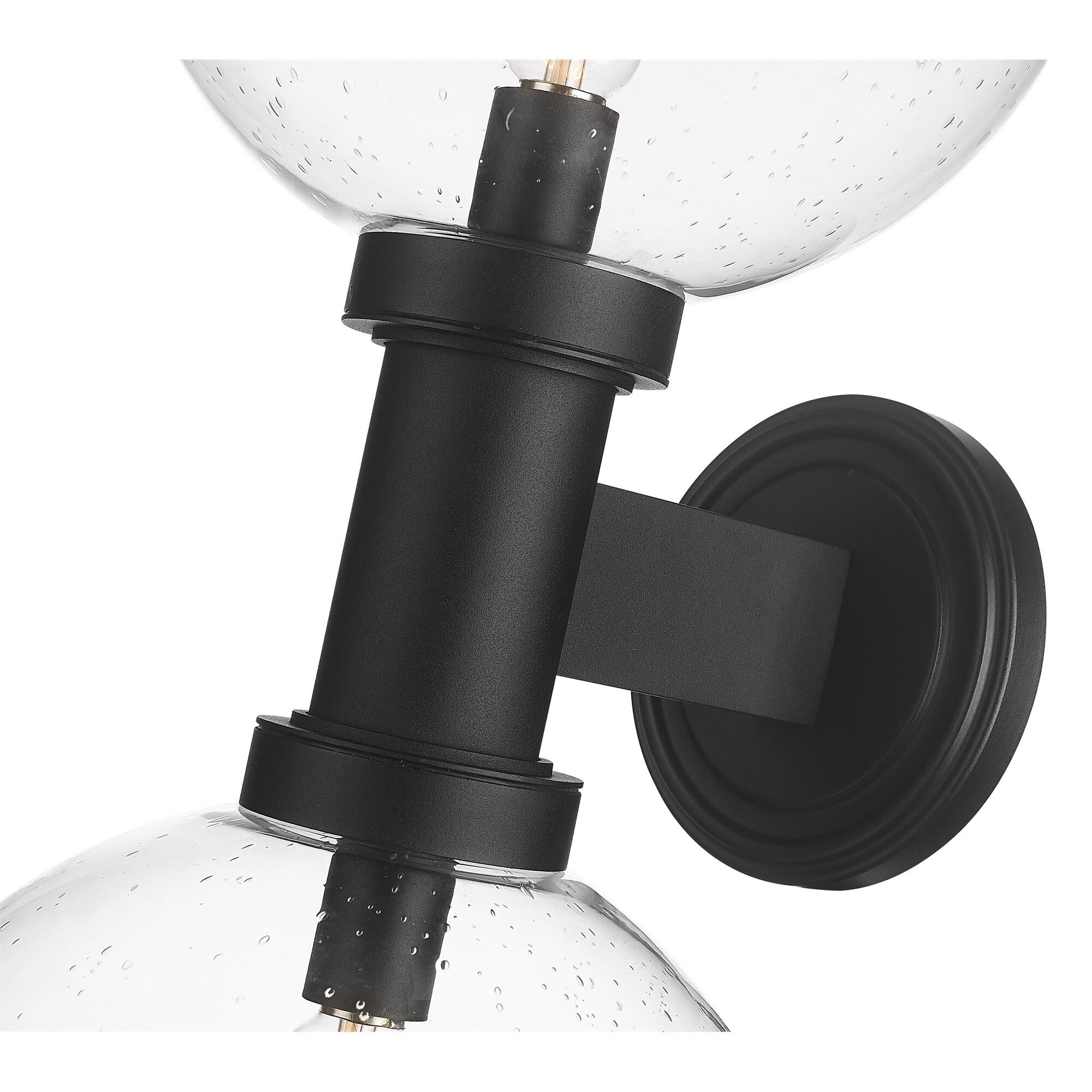 Shown in Black finish and Clear Seedy glass
