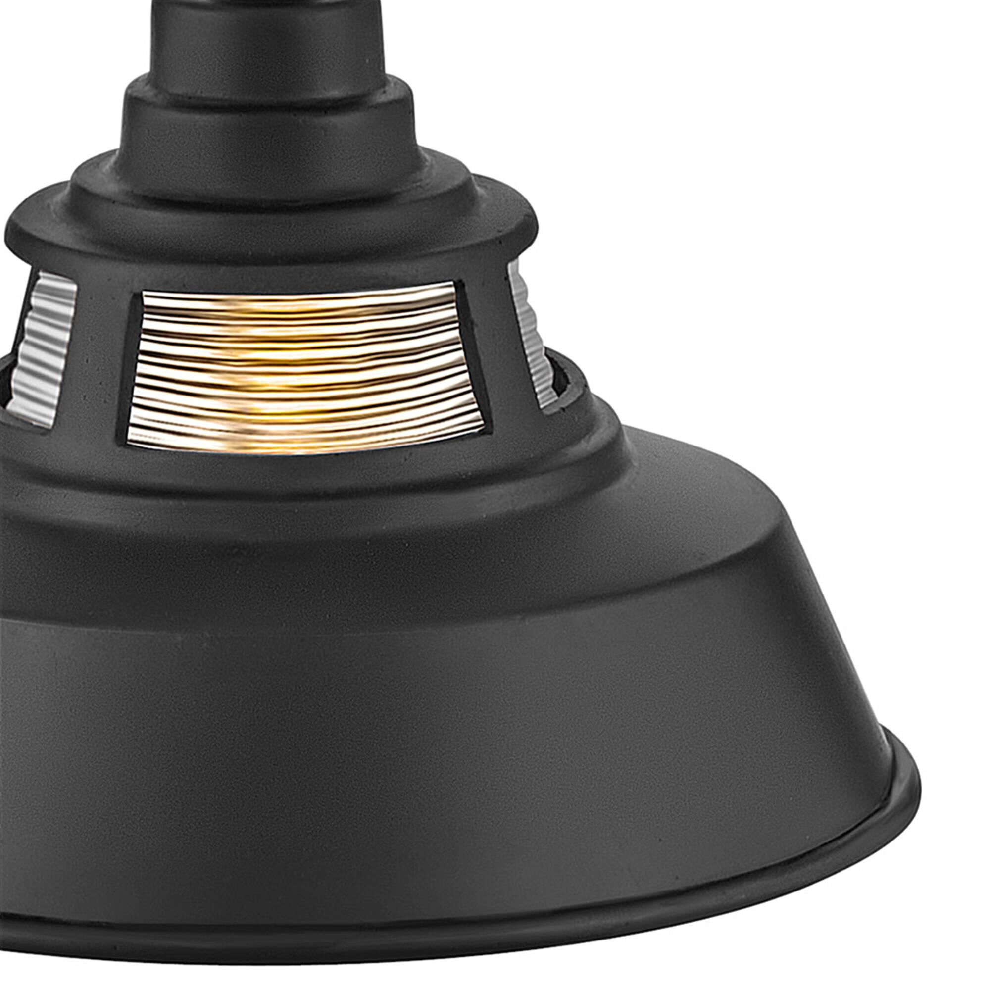Shown in Black finish and Ribbed Clear glass