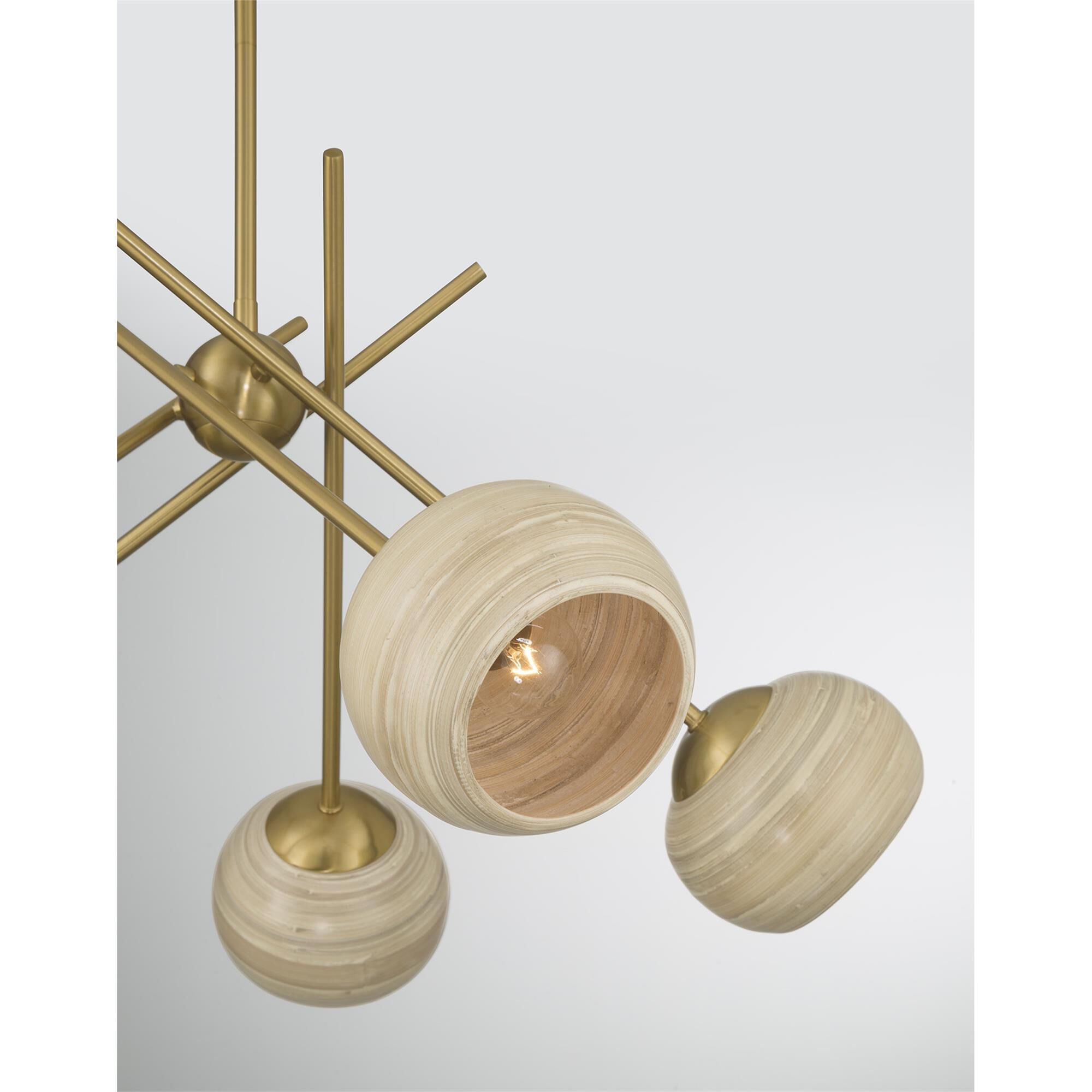Shown in Warm Brass finish and Spun Bamboo shade