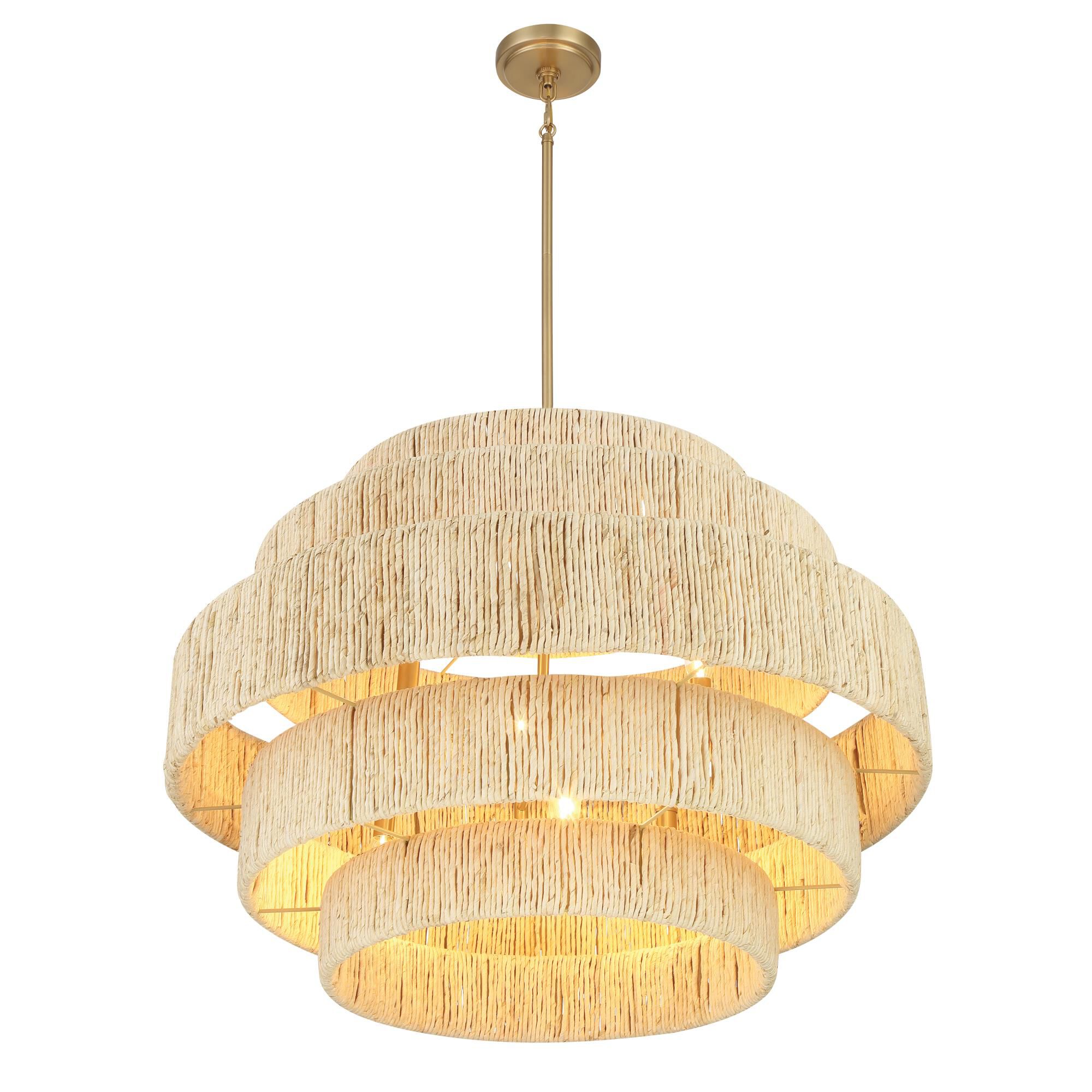Shown in Signature Brass finish and Natural Abaca shade