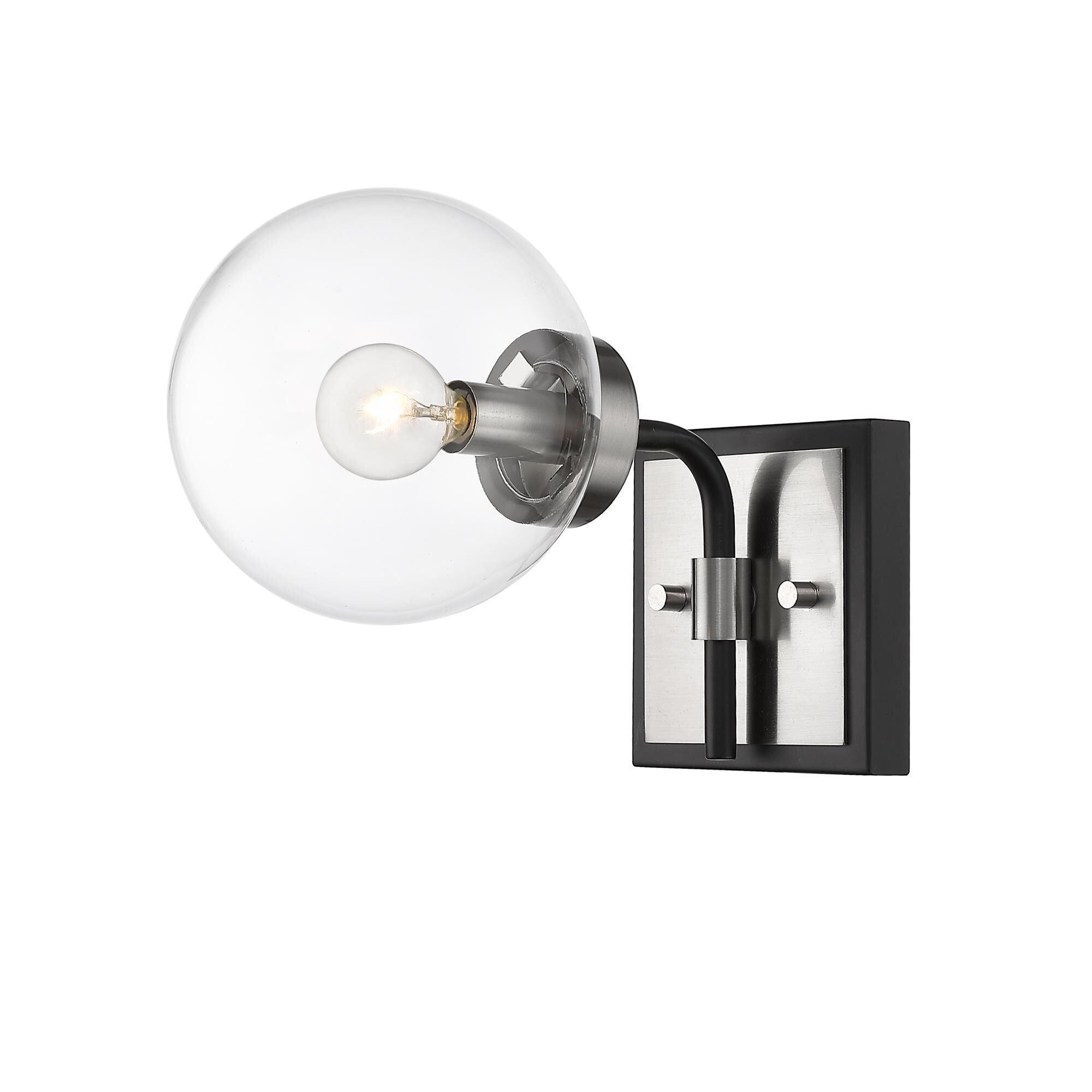 Shown in Matte Black + Brushed Nickel finish and Glass shade