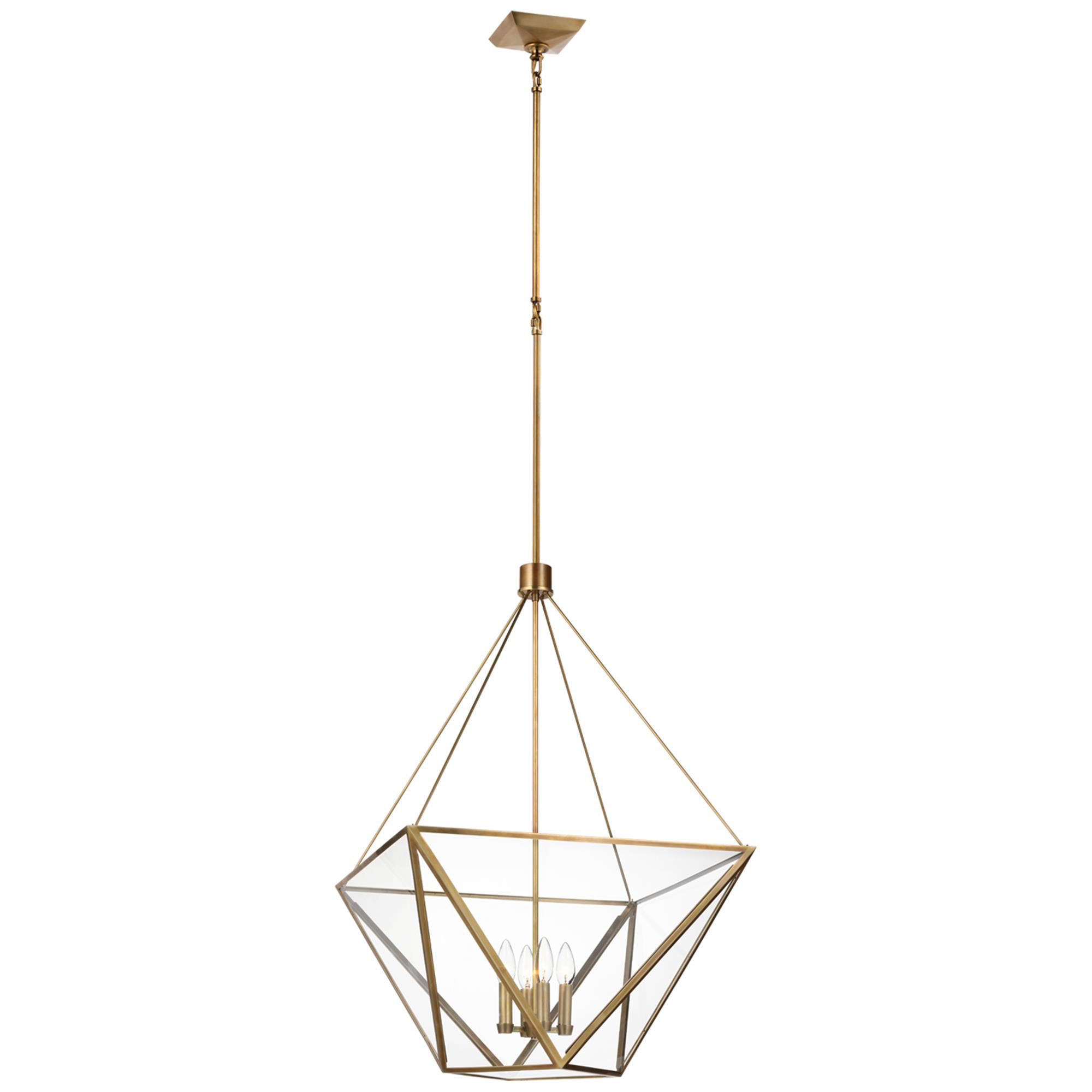 Shown in Hand-Rubbed Antique Brass finish and Clear glass