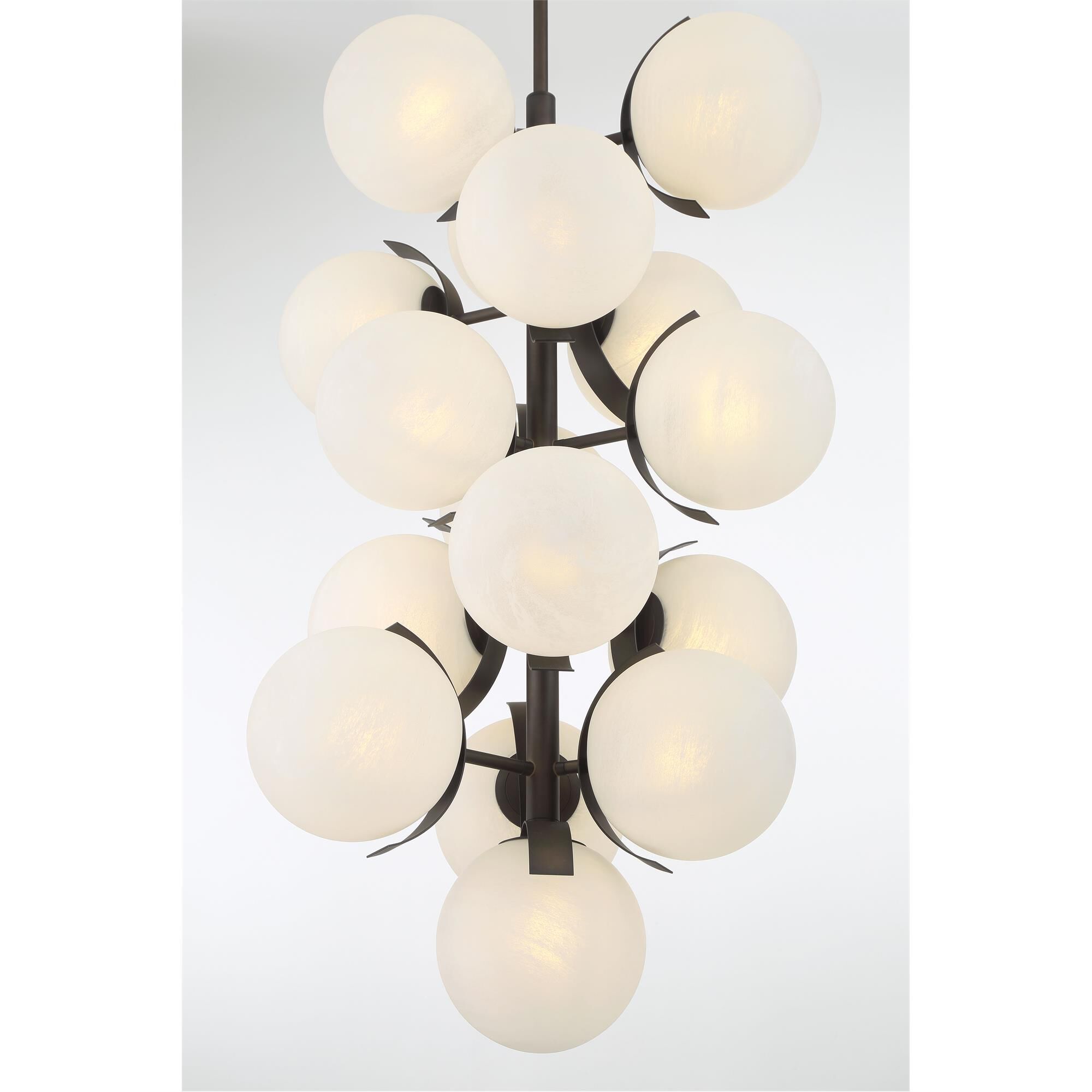 Shown in Dark Bronze finish and White Etched Alabaster glass
