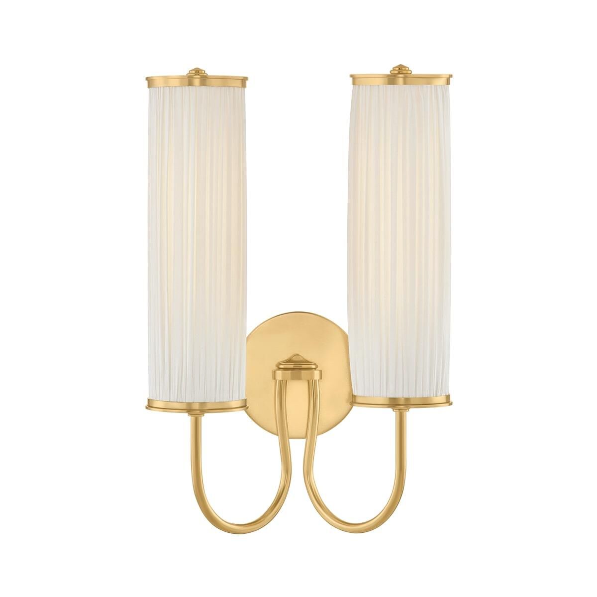 Shown in Aged Brass finish and Ivory Silk shade