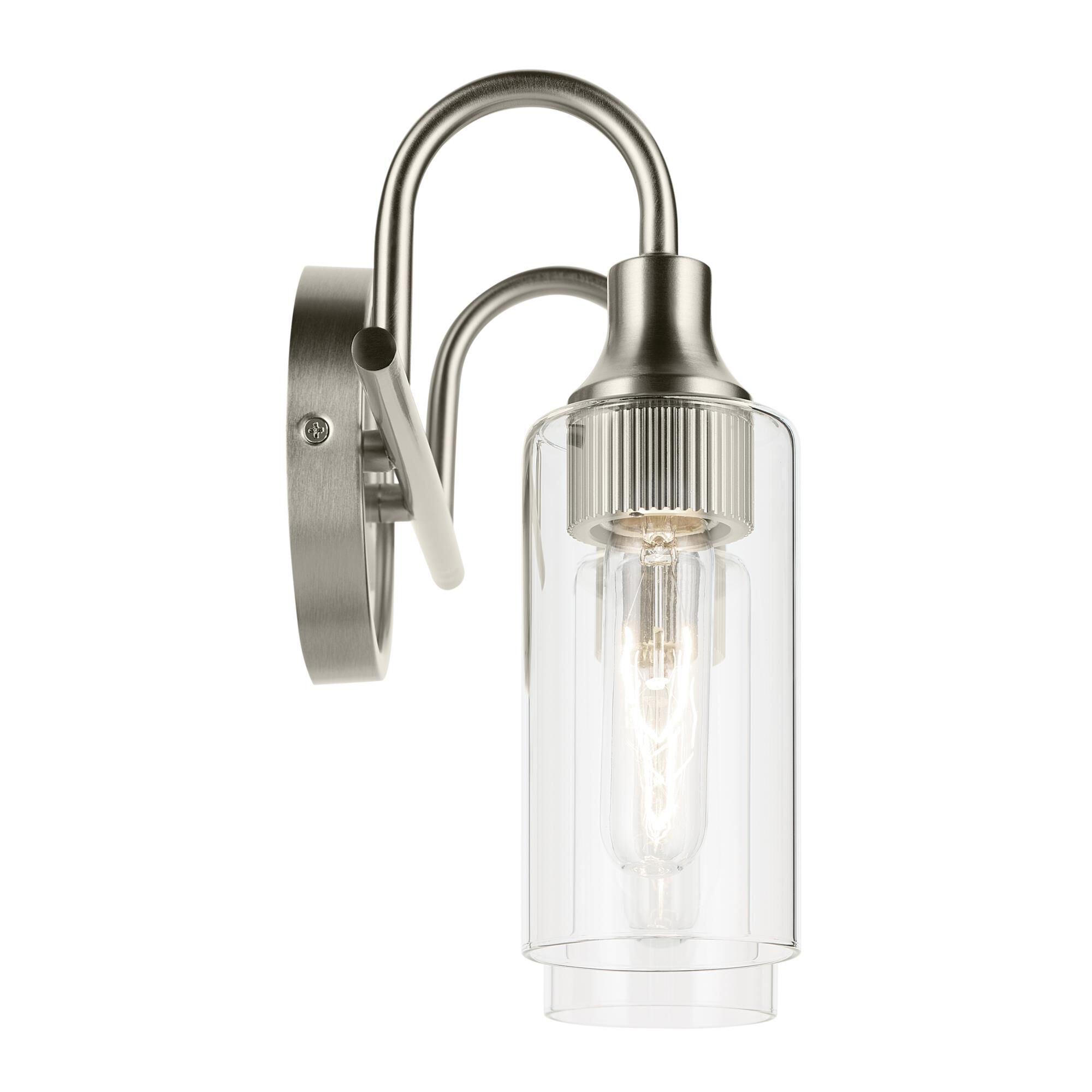 Shown in Brushed Nickel finish and Clear glass