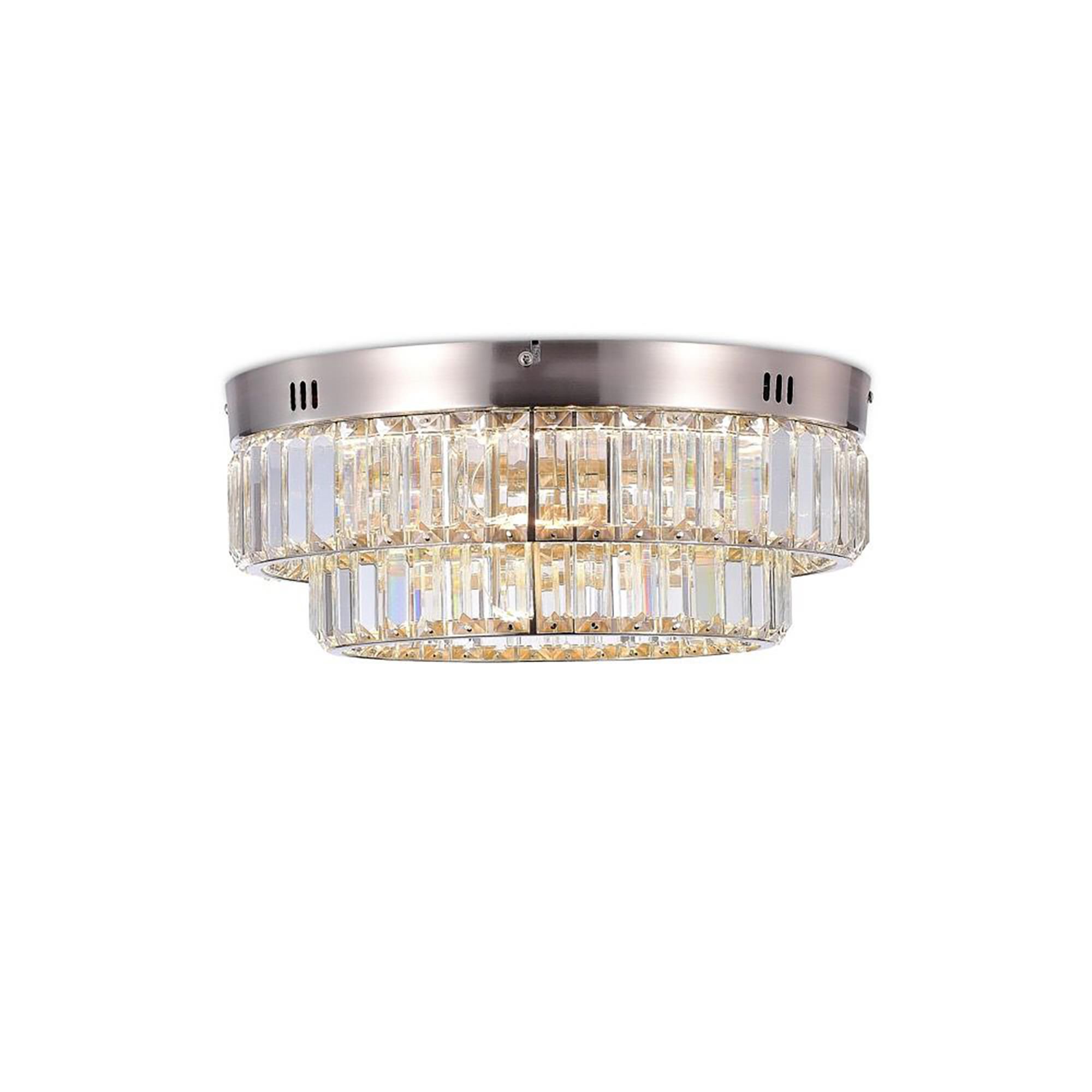 Shown in Satin Nickel finish and Clear Crystal glass