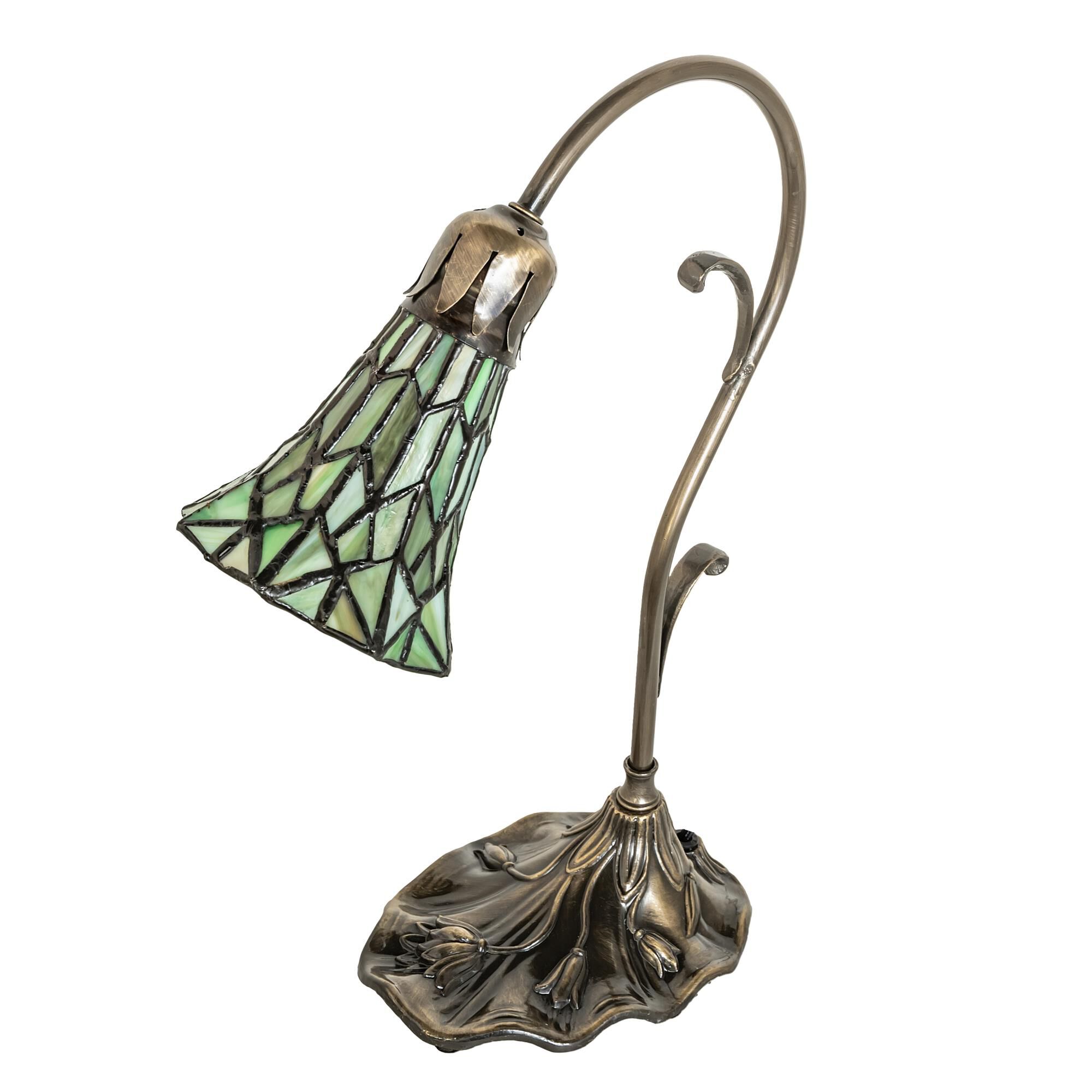 Shown in Antique Brass finish and Green glass