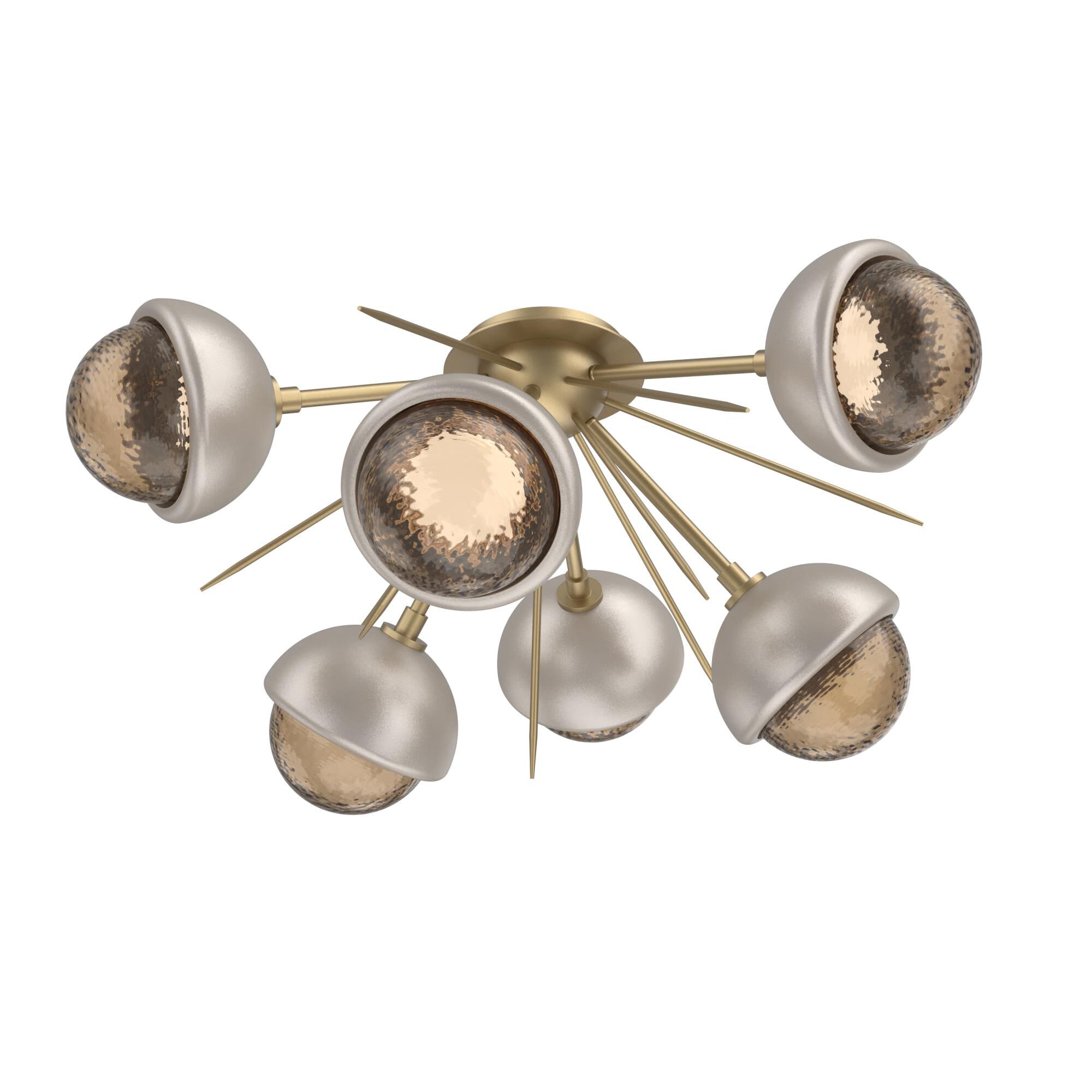 Shown in Gilded Brass finish and Bronze glass and Beige Silver accent